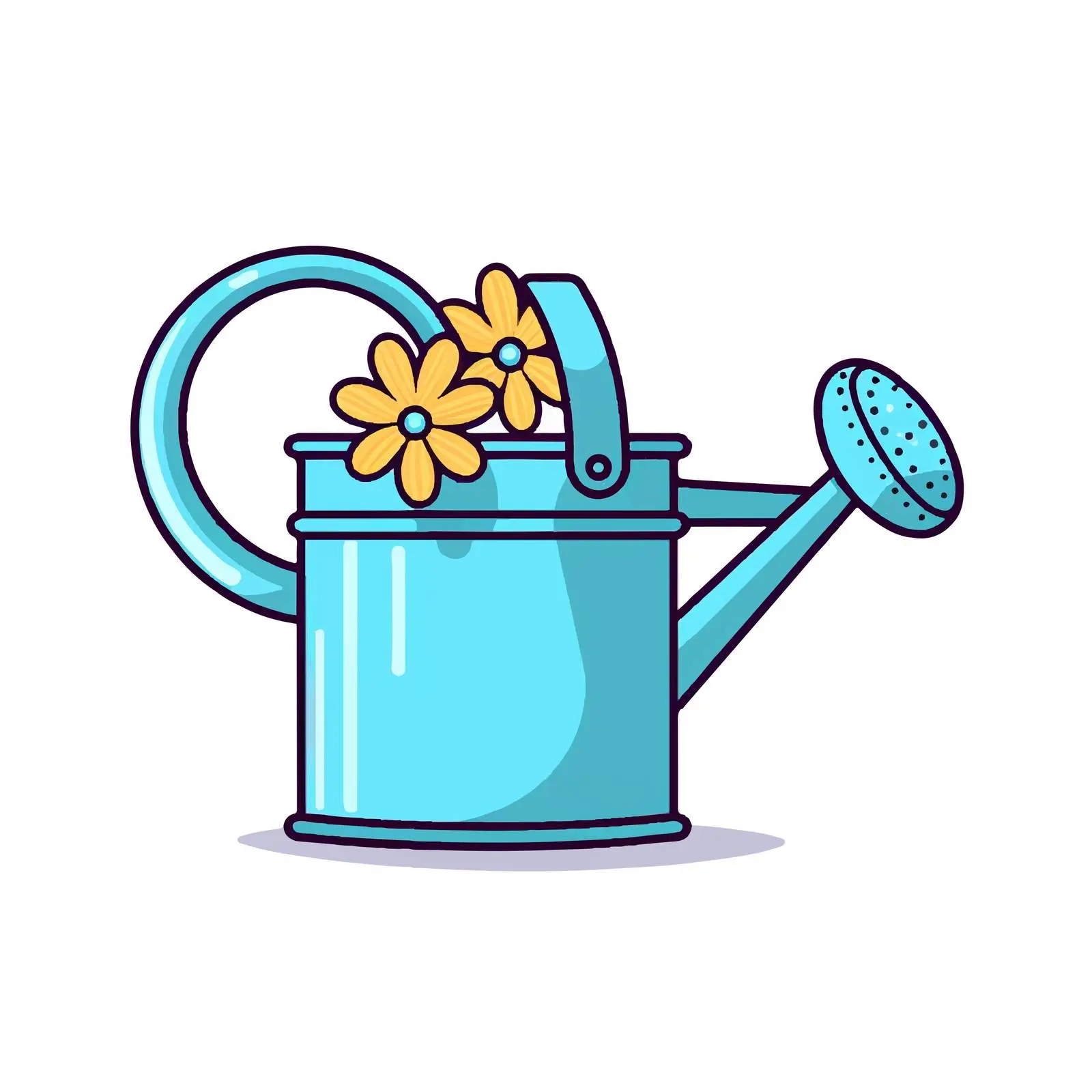 Cartoon Vector Watering Can Illustration – free colorful watering can image from Dotvec