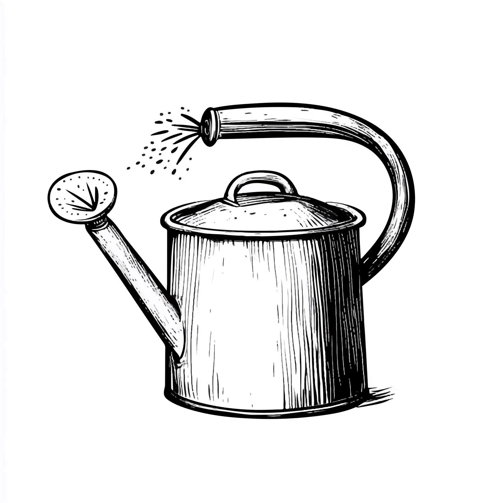 Cartoon Vector of Black and White Watering Pot — free download from Dotvec