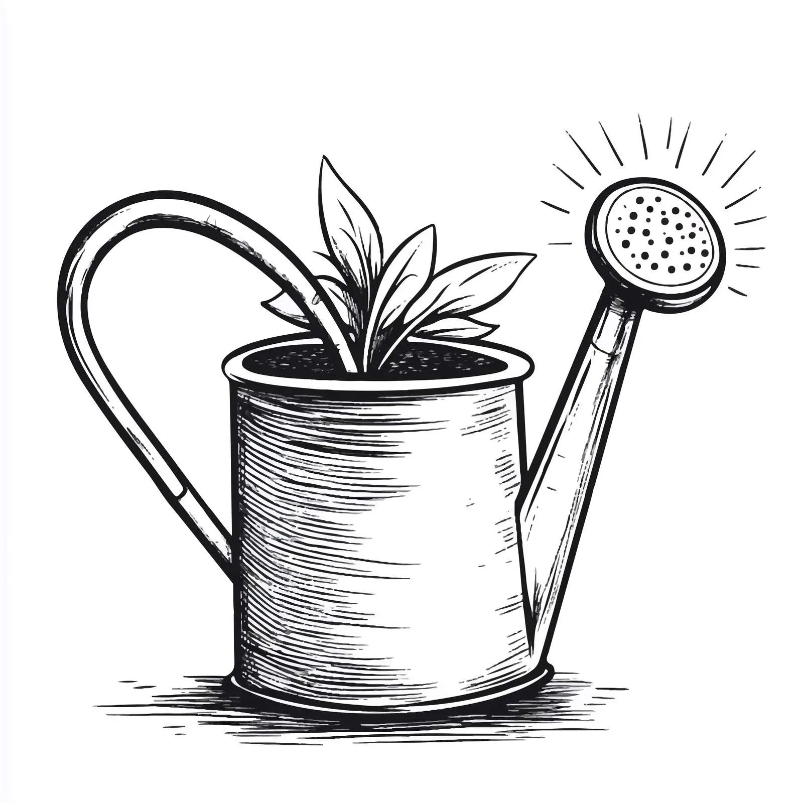 Black and White Cartoon Watering Pot Vector — free download from Dotvec