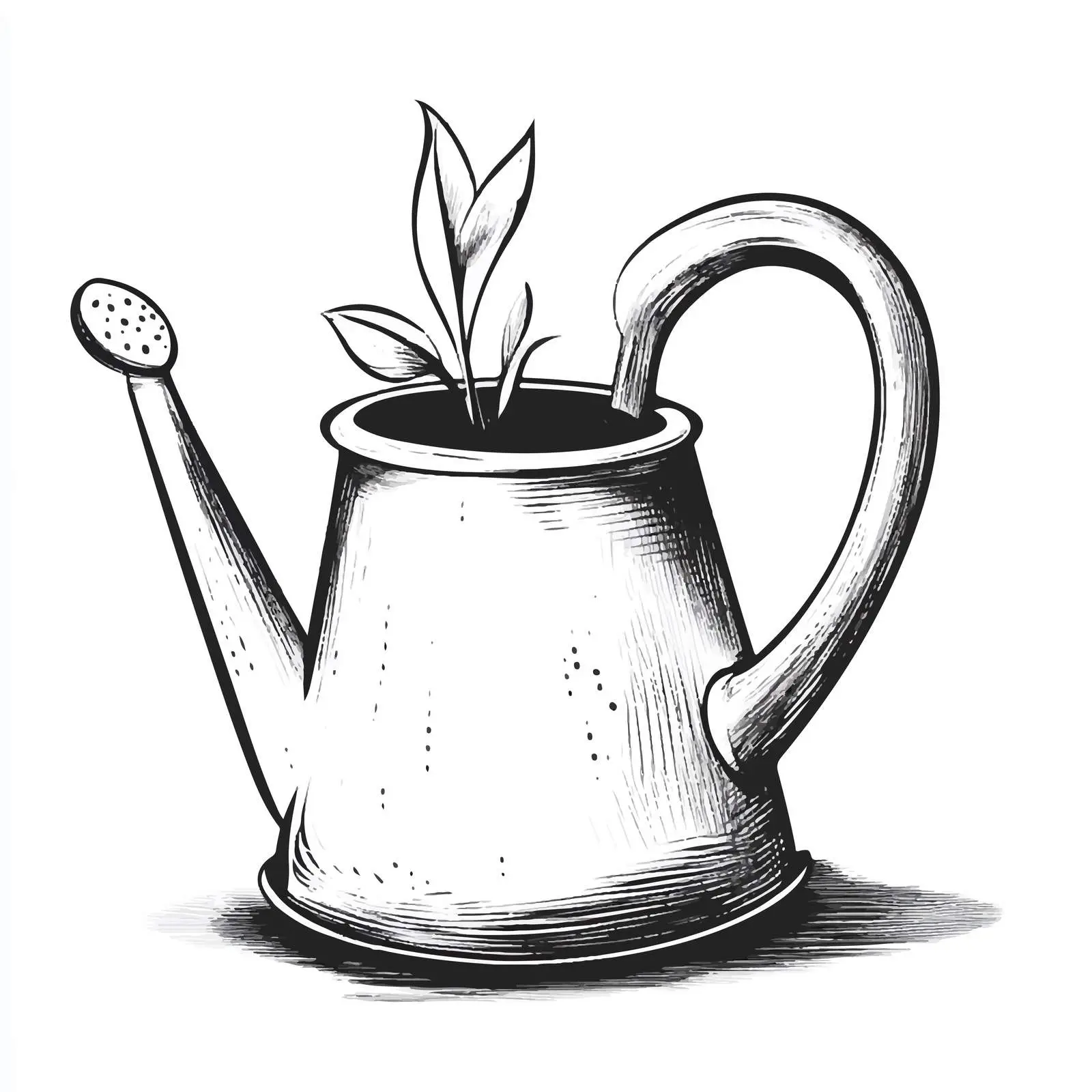 Black and White Watering Pot Cartoon Vector — free download from Dotvec