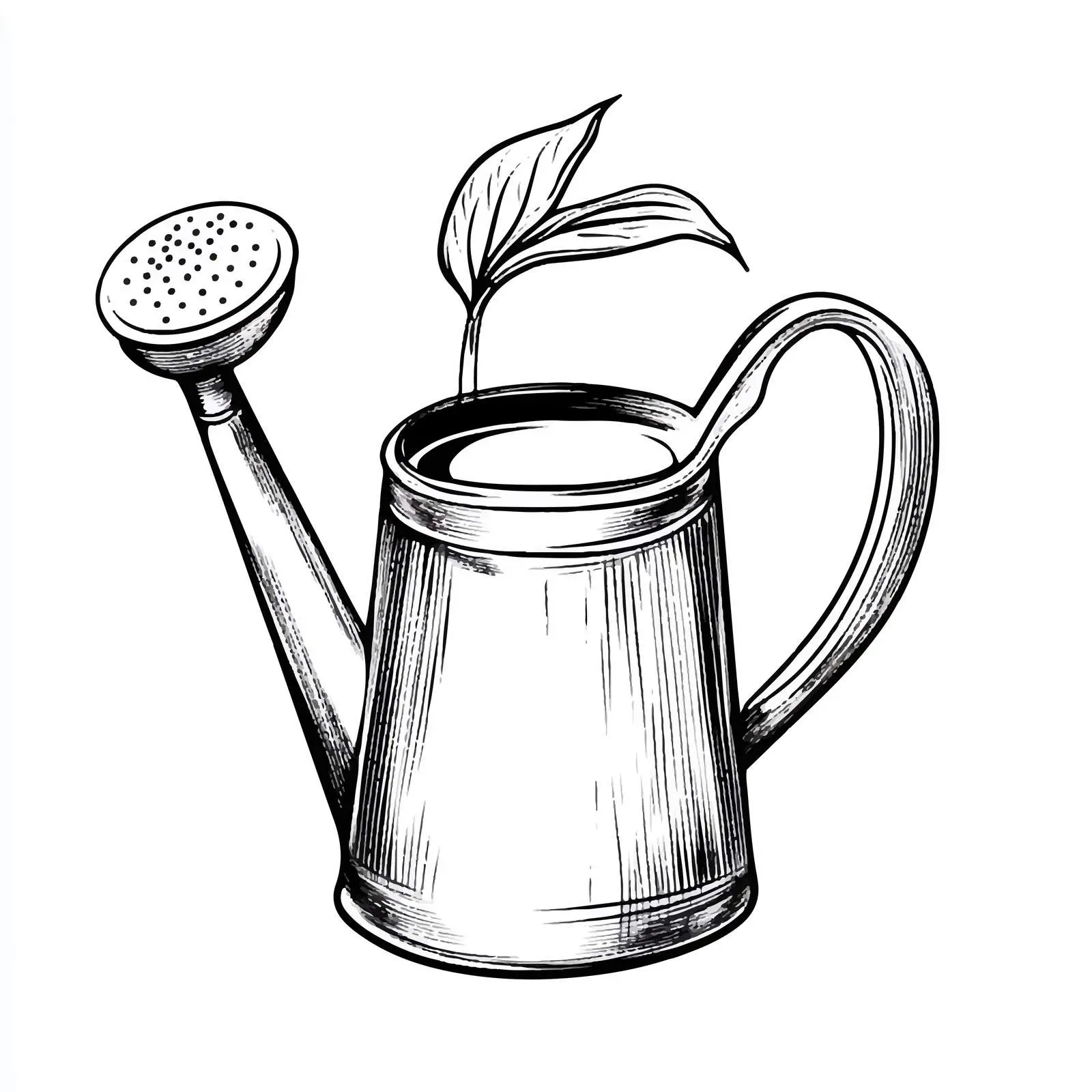 Black and White Watering Pot Vector Illustration — free download from Dotvec