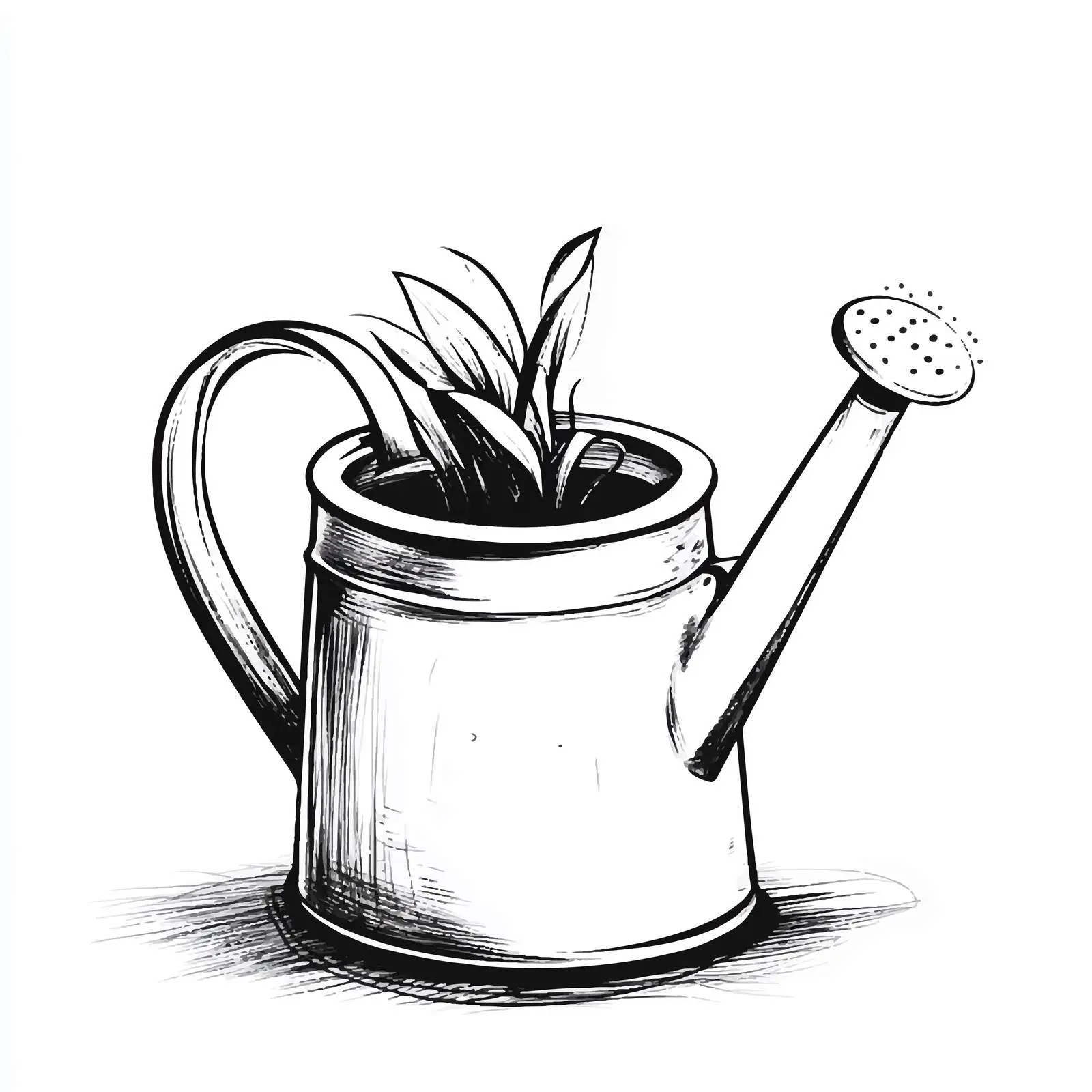 Black and White Cartoon Watering Pot Vector — free download from Dotvec