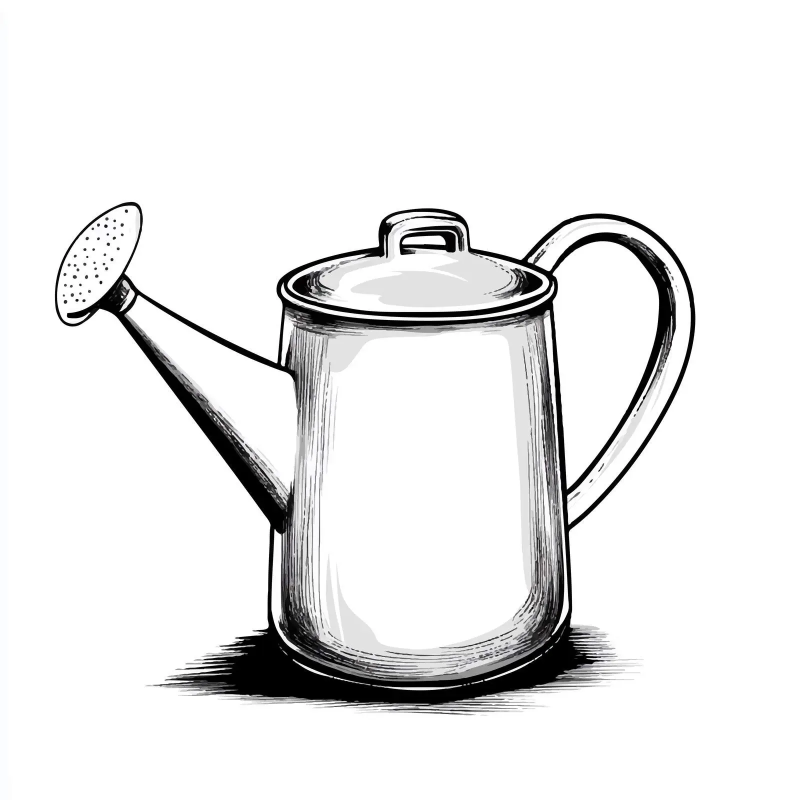 Black and White Cartoon Watering Pot Vector — free download from Dotvec