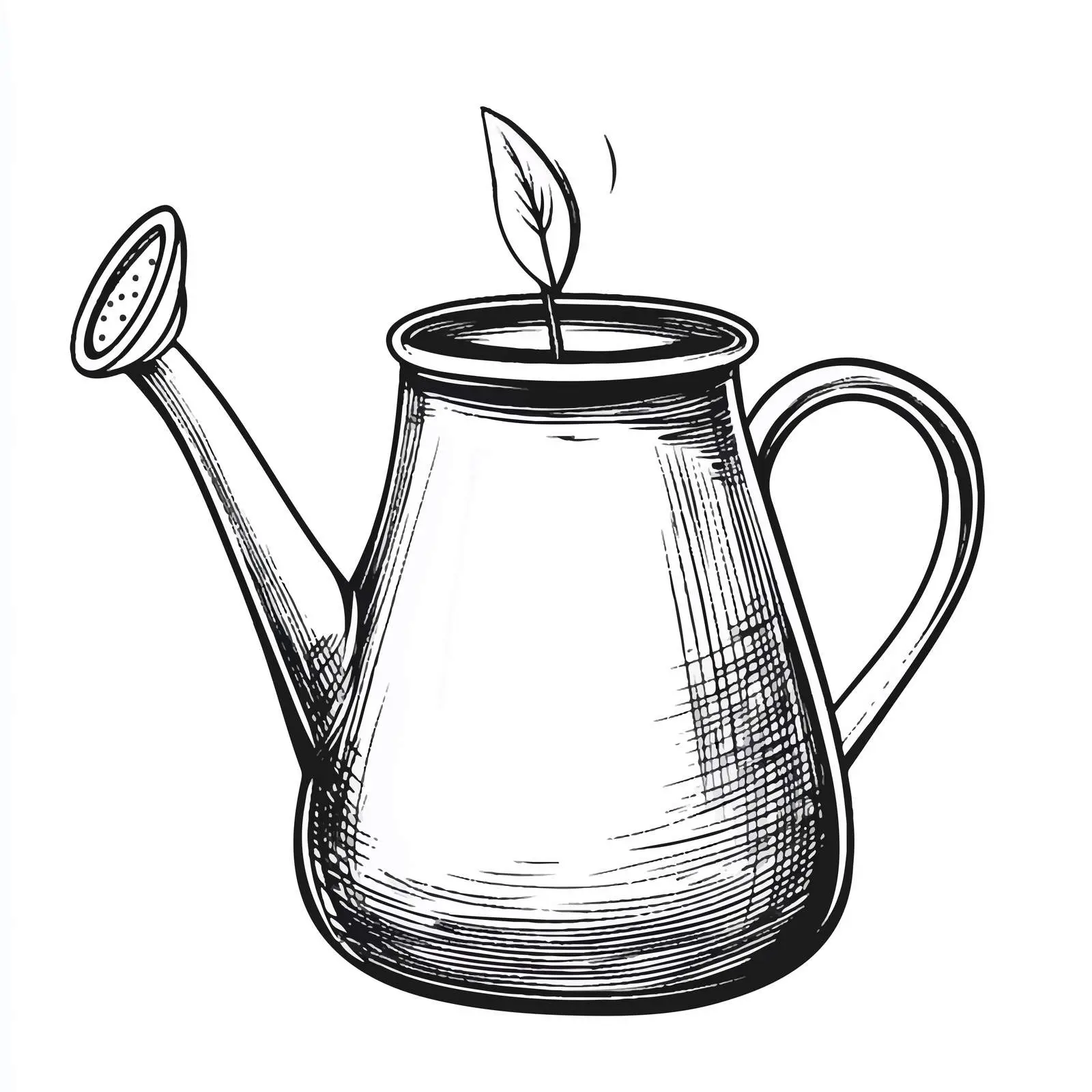 Black and White Cartoon Watering Pot Vector — free download from Dotvec