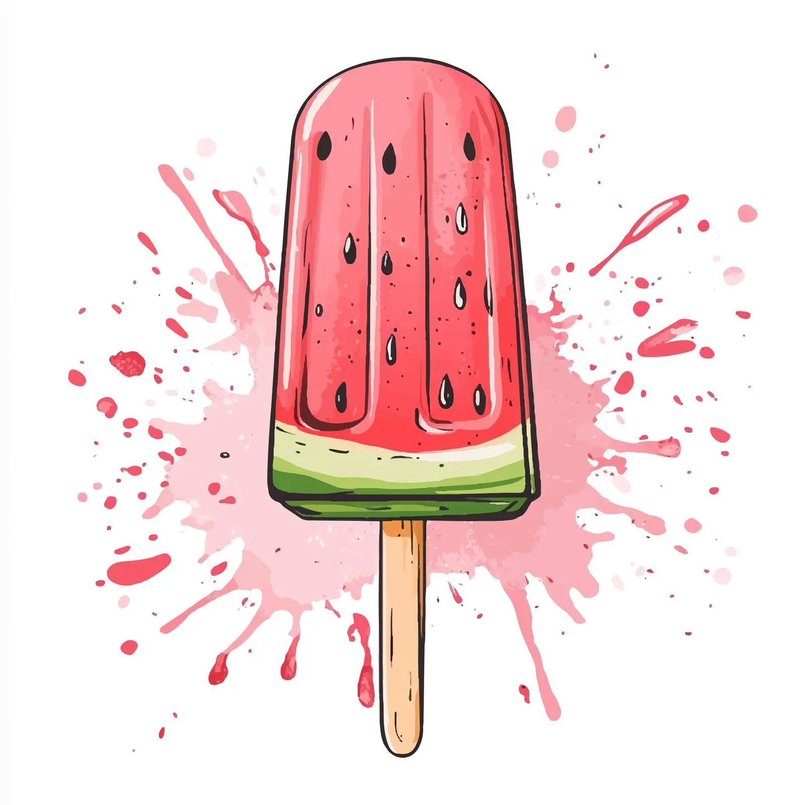 Hand-Drawn Watermelon Ice Lolly Sketch — free download from Dotvec