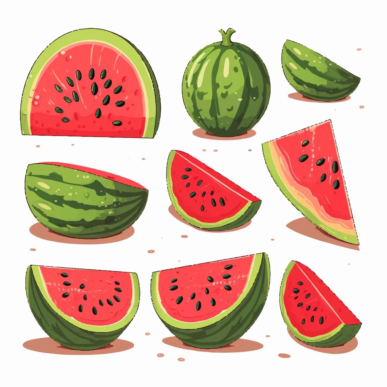 Cartoon Watermelon Line Vector Illustration — free download from Dotvec