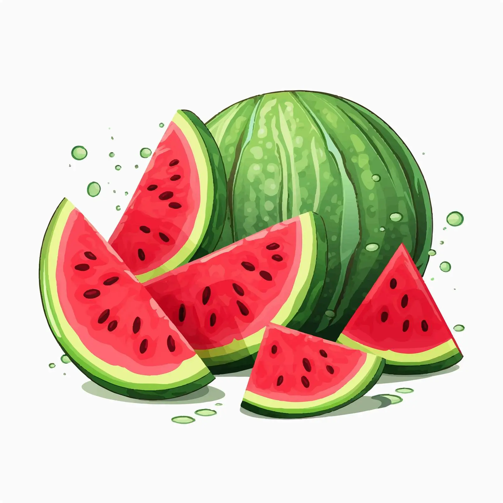 Watermelon Line Vector Illustration on White Background — free download from Dotvec