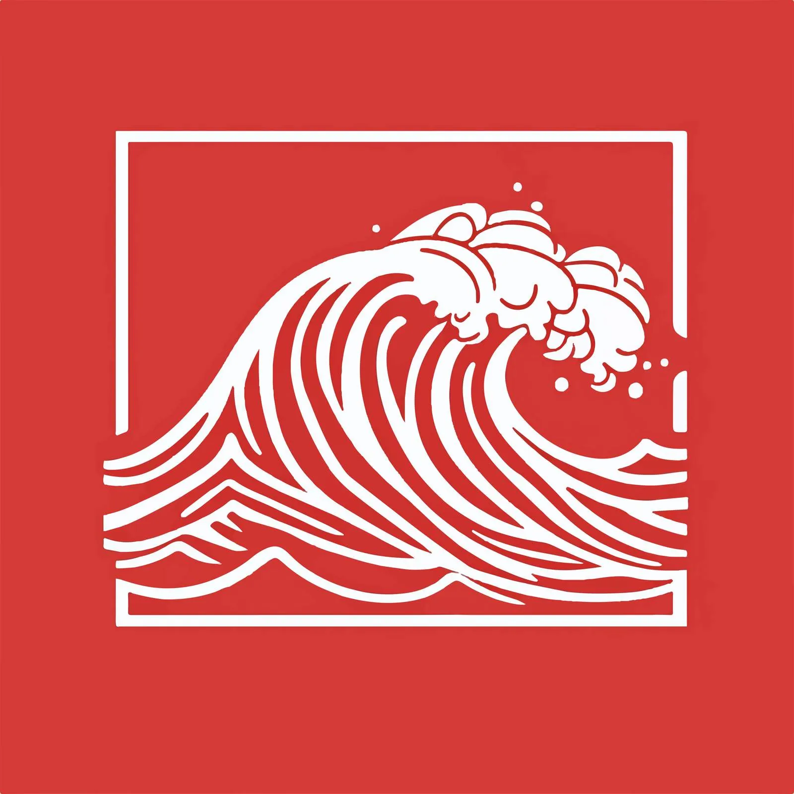 Stylized Waves Icon on Red Background – free minimalist icon image from Dotvec