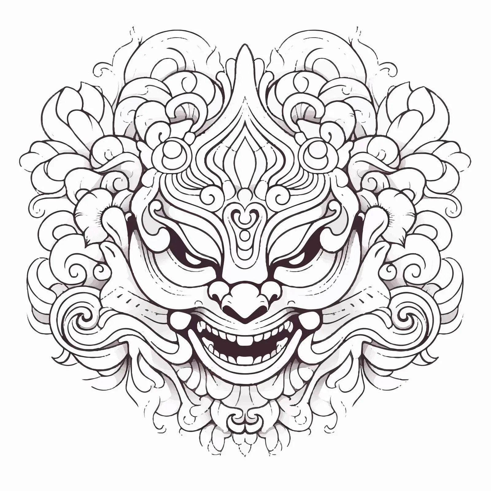 Wayang Decoration Line Art Vector Illustration — free download from Dotvec
