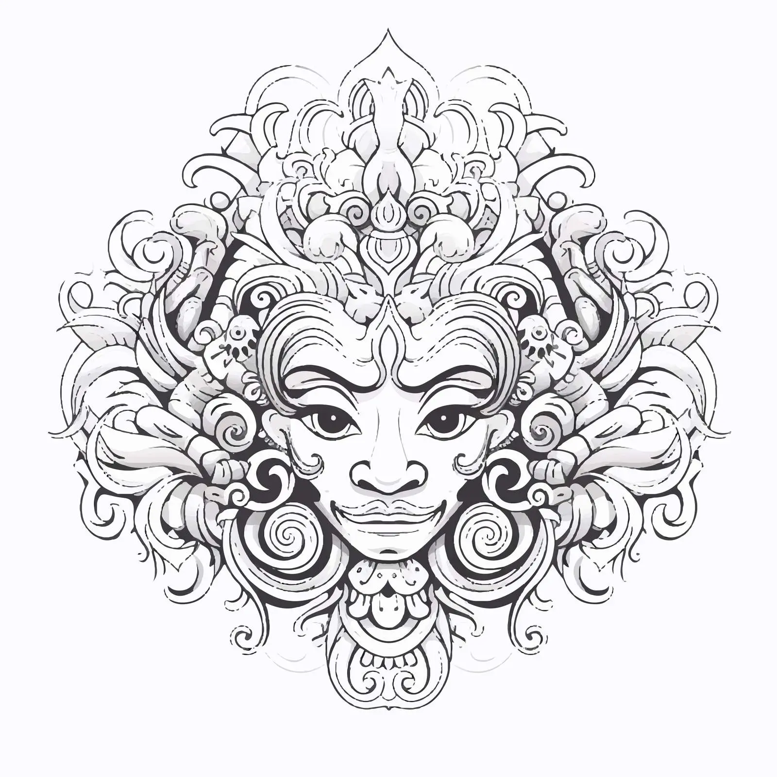 Wayang Line Art Vector Decoration on White Background — free download from Dotvec