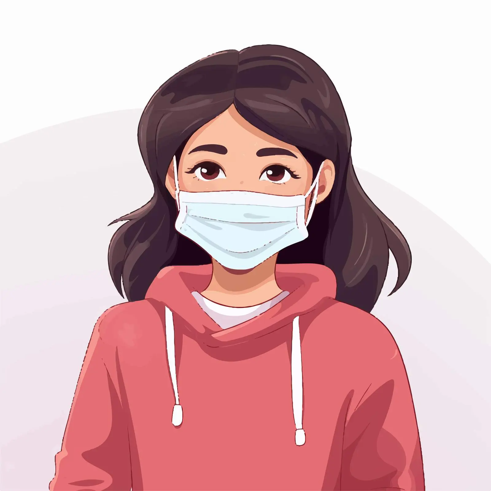 Girl Wearing Medical Mask Vector Design