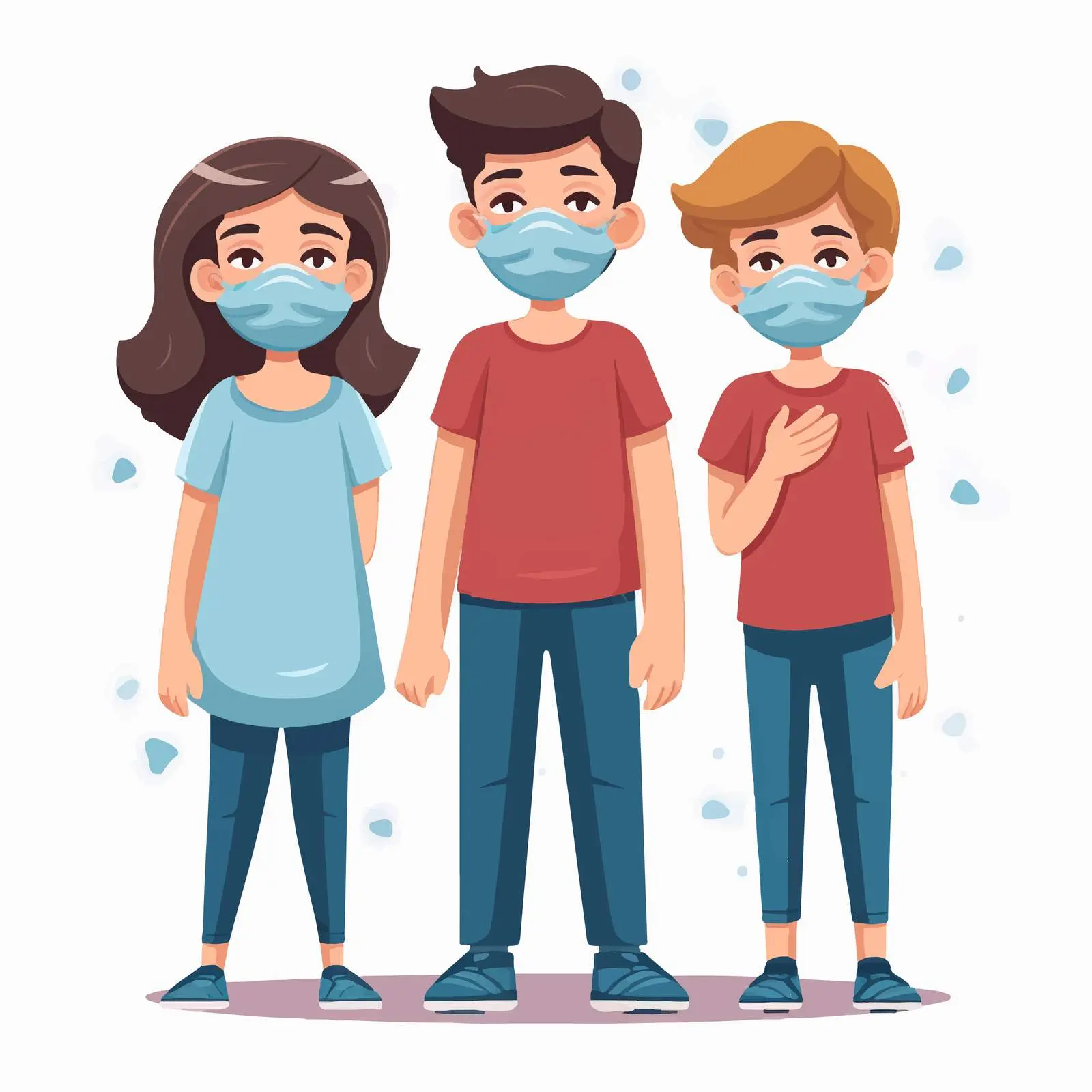Cartoon Kids Wearing Masks and Social Distancing — free download from Dotvec