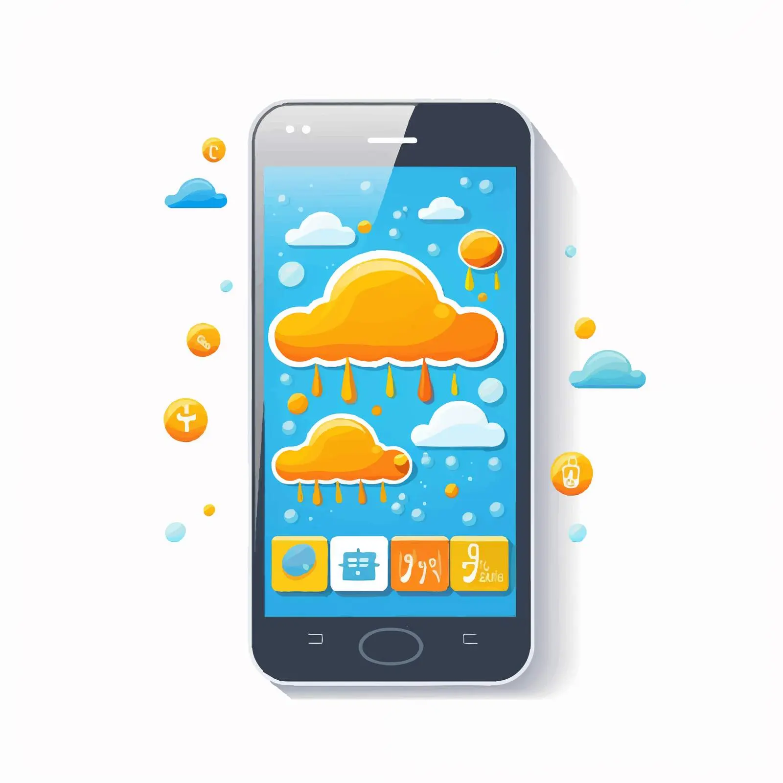 Cartoon Weather App Design Vector Illustration – free app development image from Dotvec