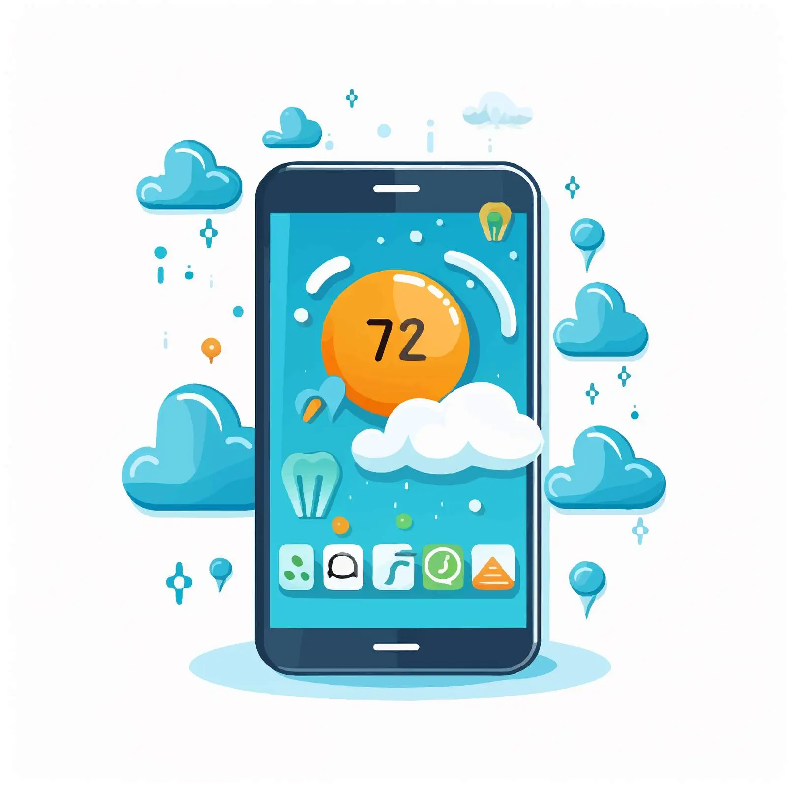 Cartoon Weather Mobile App Design Vector Illustration – free app development image from Dotvec