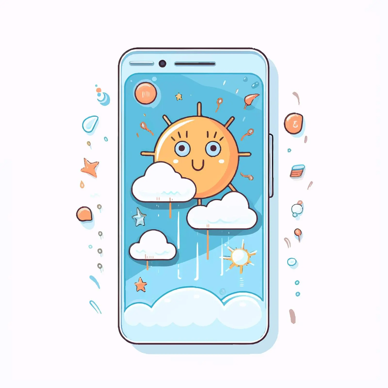 Cartoon Weather App Design Vector Illustration – free app development image from Dotvec