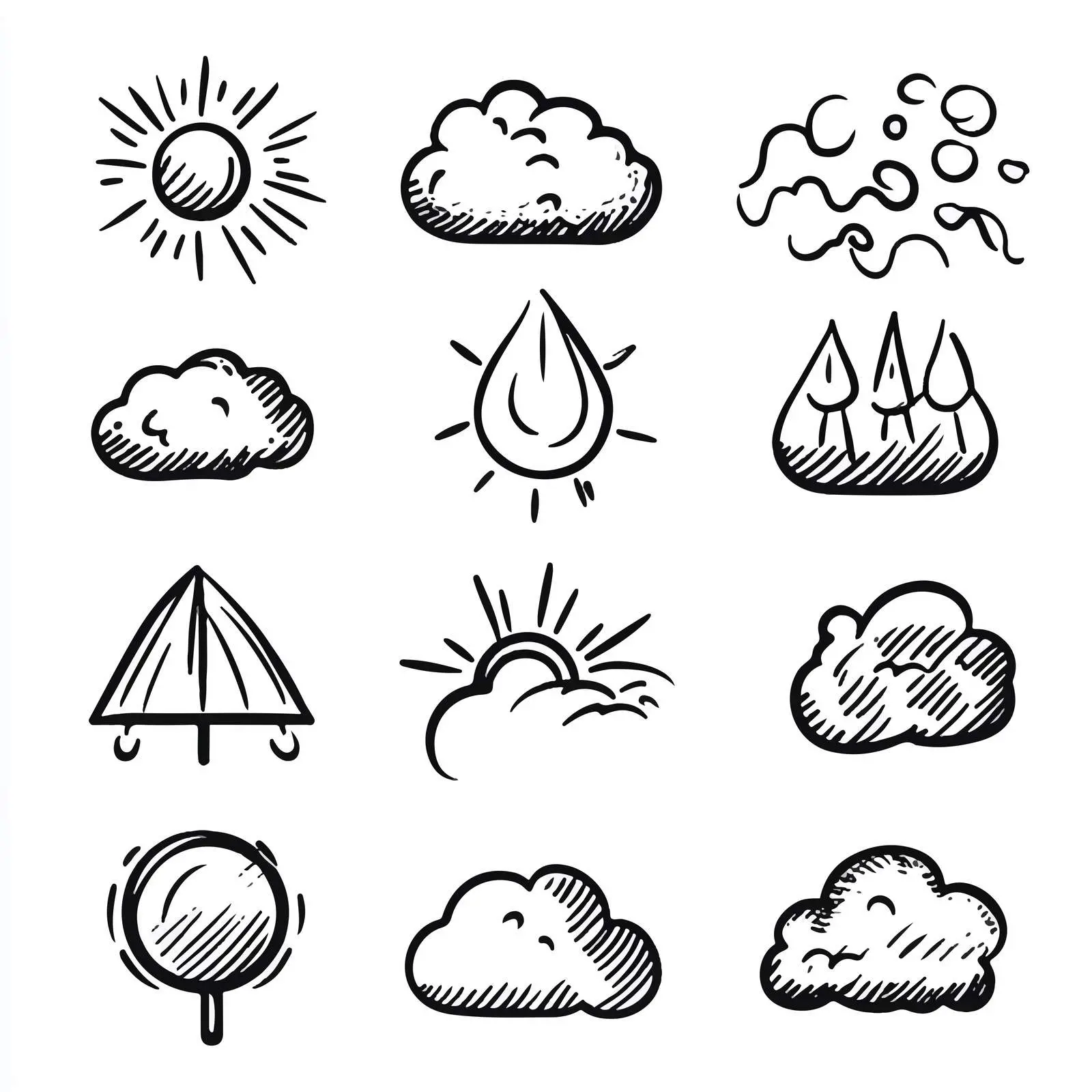 Cartoon Weather Symbols Vector Icons Set — free download from Dotvec