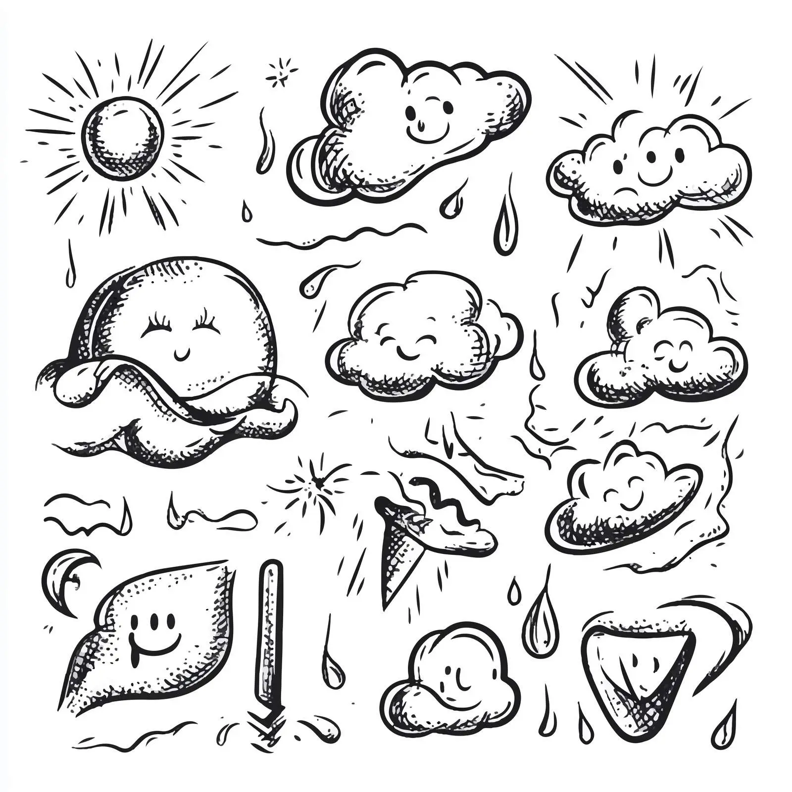 Cartoon Weather Symbols Vector Icons Set – free tornado image from Dotvec