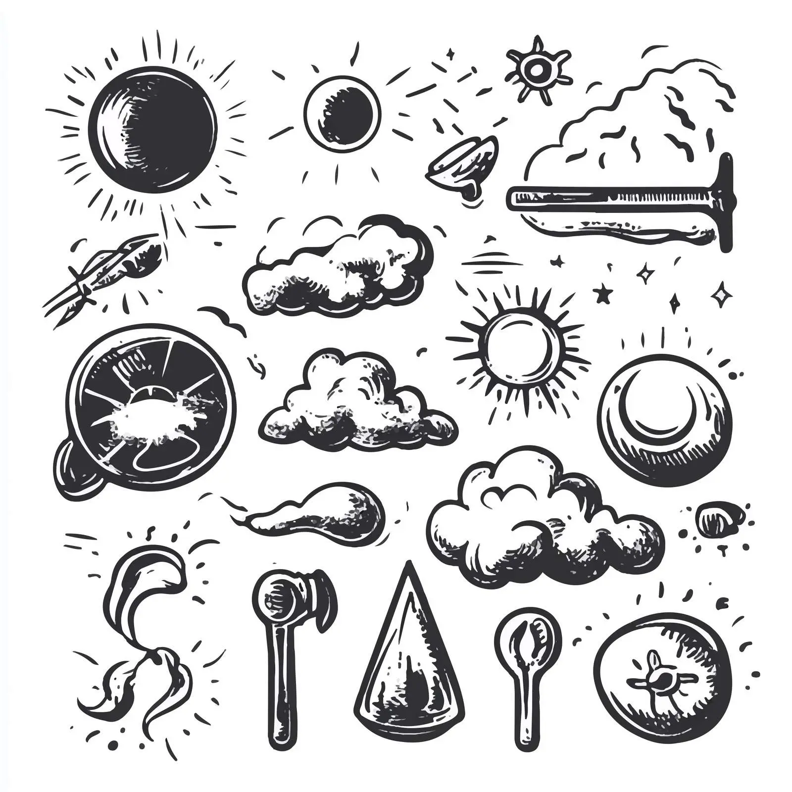 Cartoon Weather Symbols Vector Icons Set — free download from Dotvec