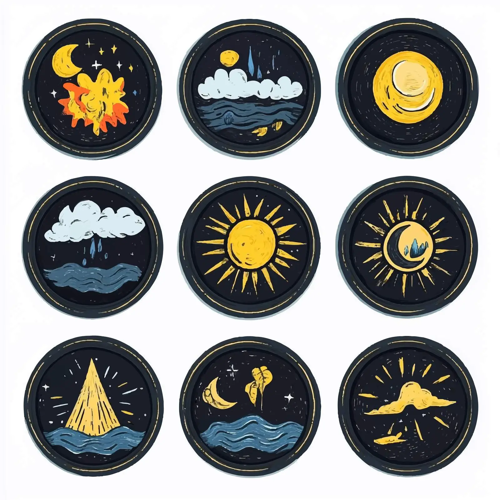 Cartoon Weather Symbols Vector Icons Collection — free download from Dotvec