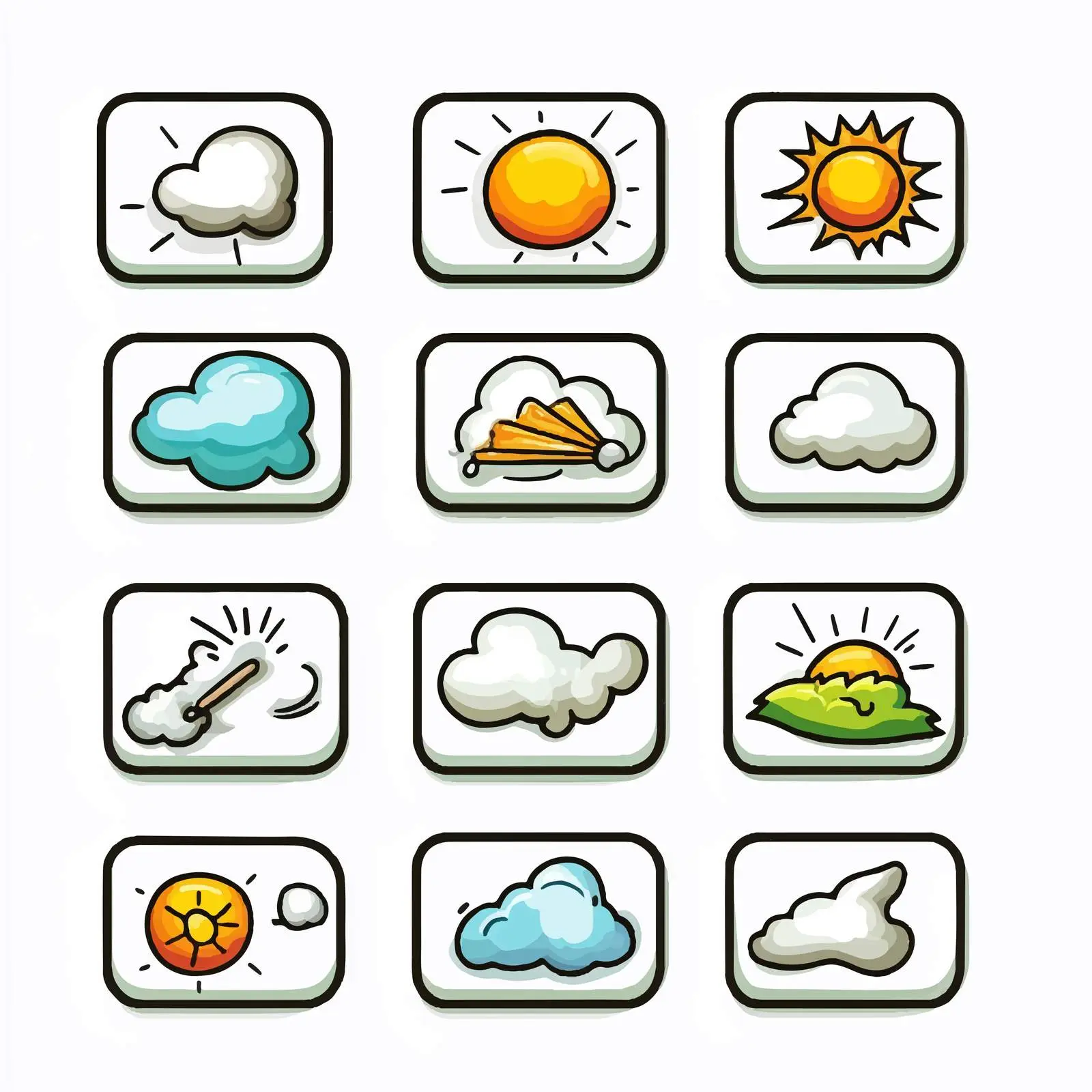 Cartoon Weather Symbols Icon Set Vector Illustration — free download from Dotvec