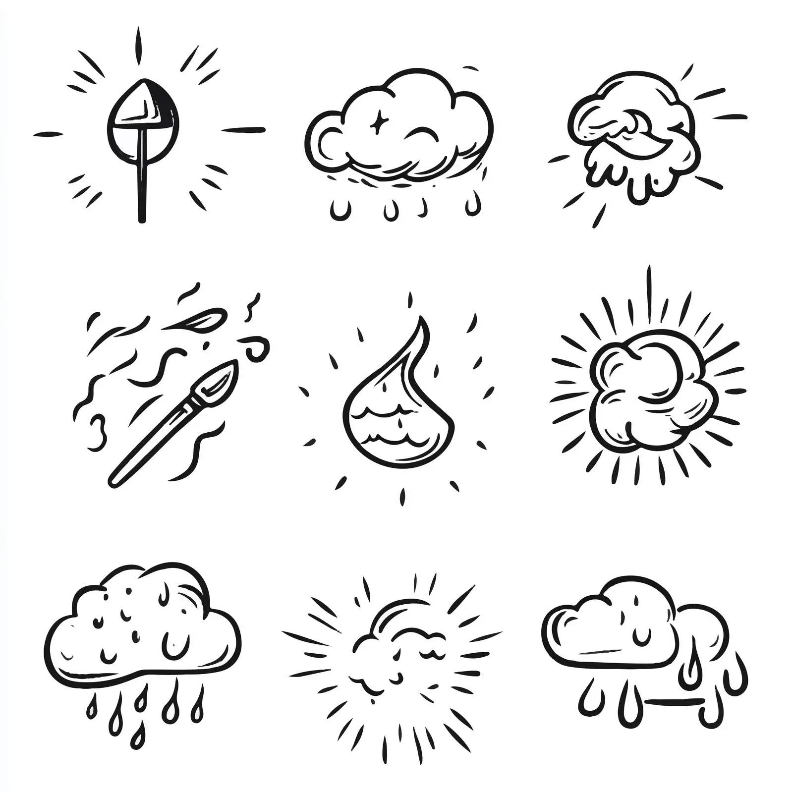 Cartoon Weather Symbols Vector Icons Set — free download from Dotvec