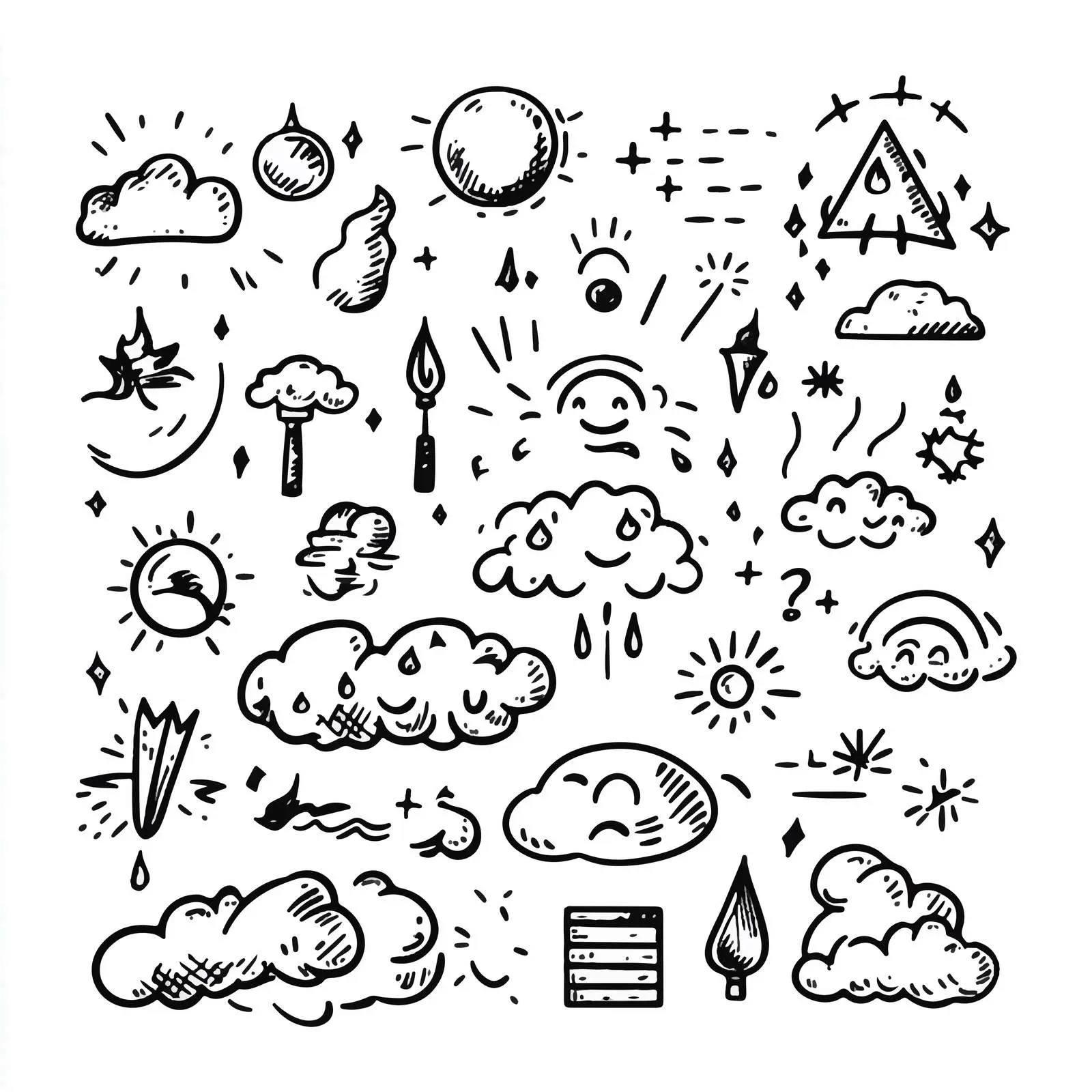 Cartoon Weather Symbols Vector Set — free download from Dotvec