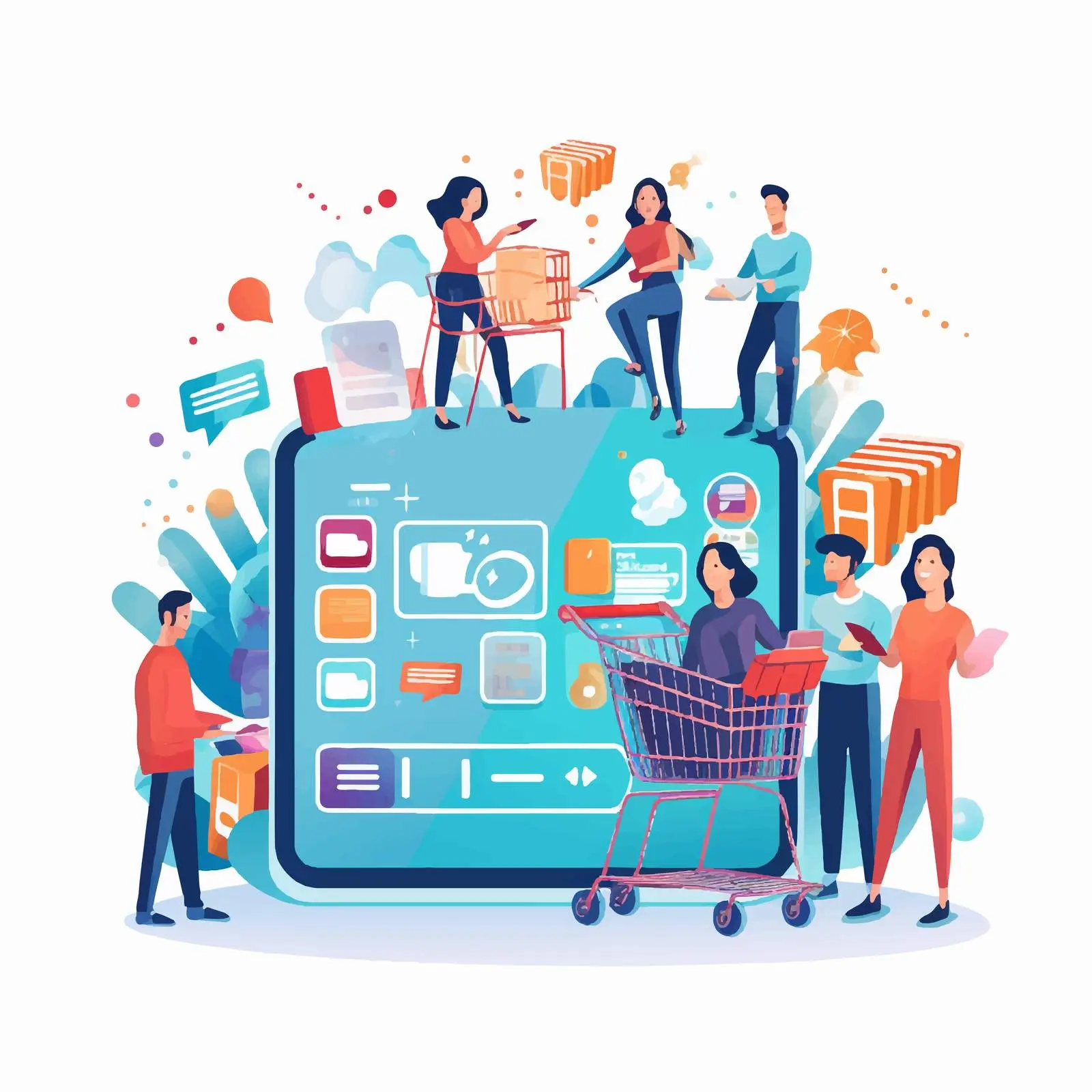 Dynamic Web Banner Featuring Eager Shoppers — free download from Dotvec