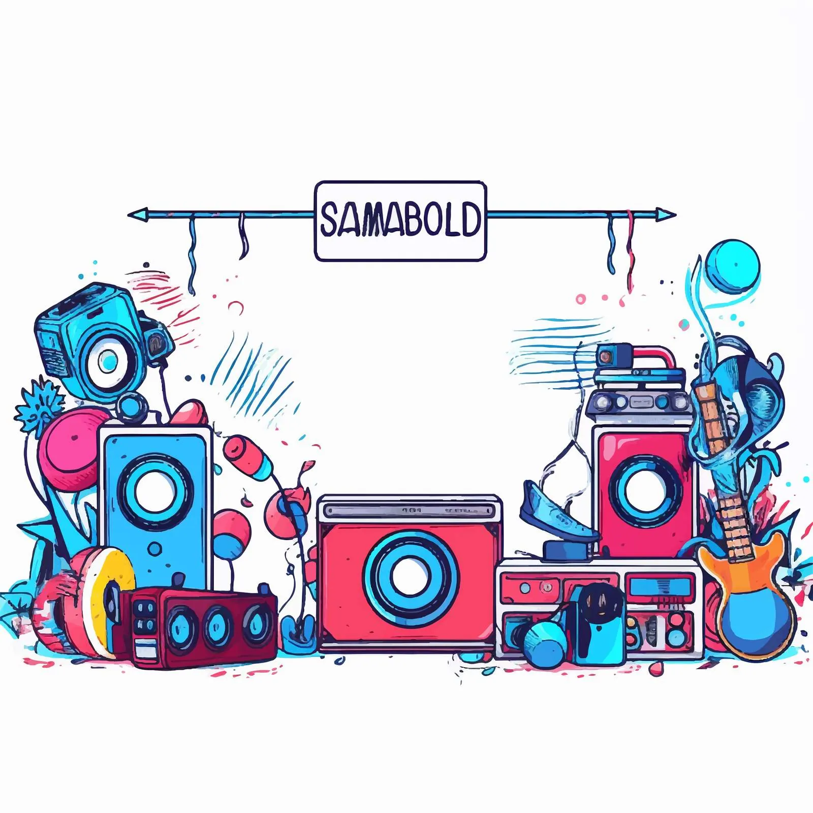 Hands and Devices Music Playing Web Banner — free download from Dotvec