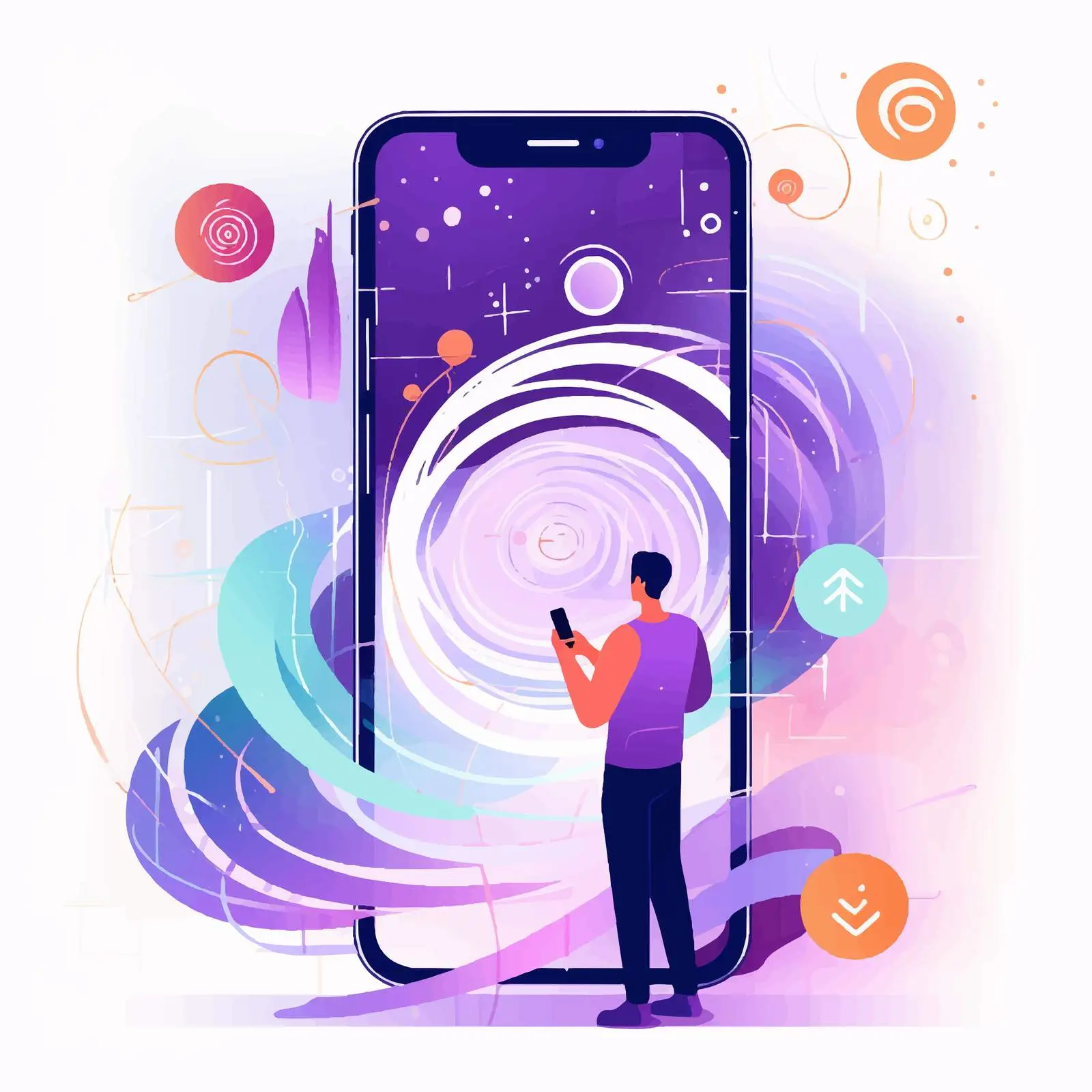 Dynamic Vortex Web Banner with Smartphone and Man – free vortex image from Dotvec