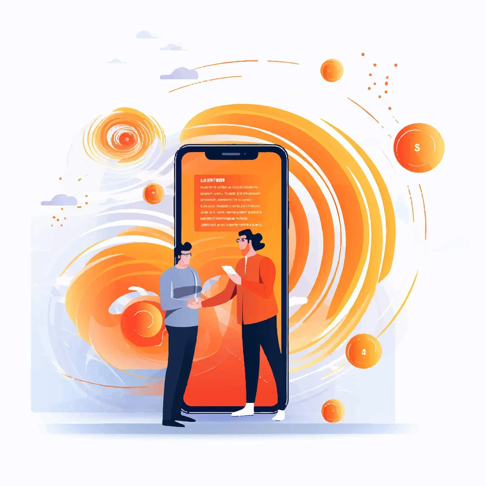 Man with Smartphone Web Banner Template – free vortex image from Dotvec