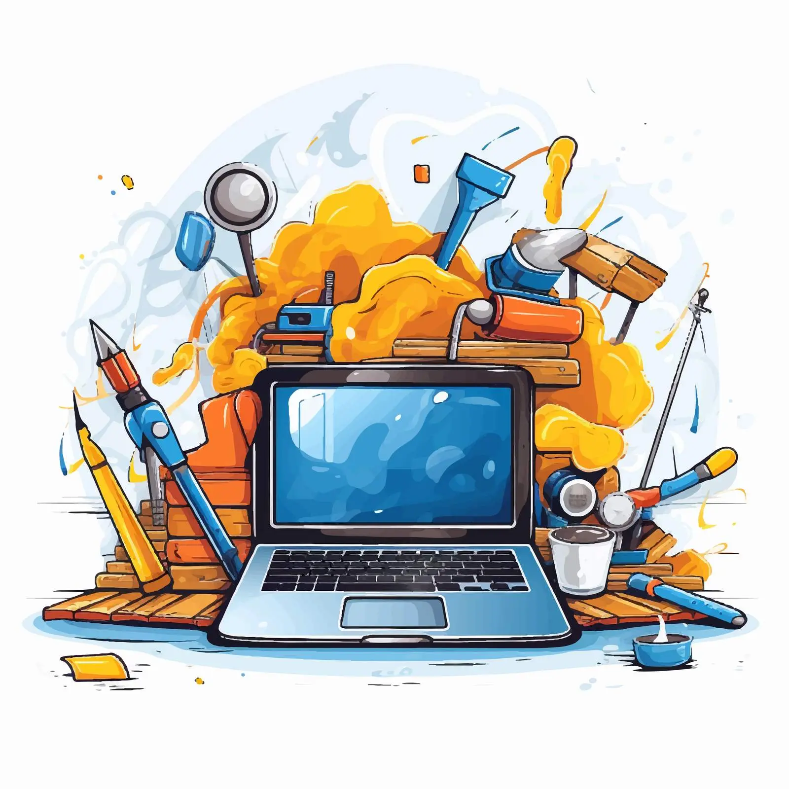 Website Construction Tools Vector Illustration – free construction tools image from Dotvec