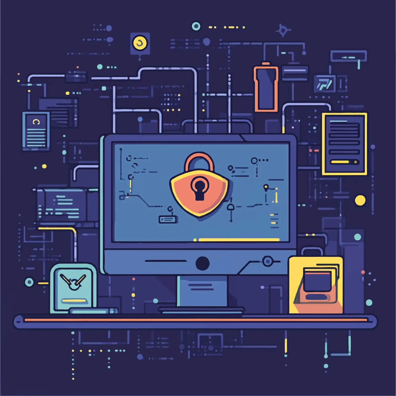 Flat Vector Illustration of Cyber Security – free firewall image from Dotvec