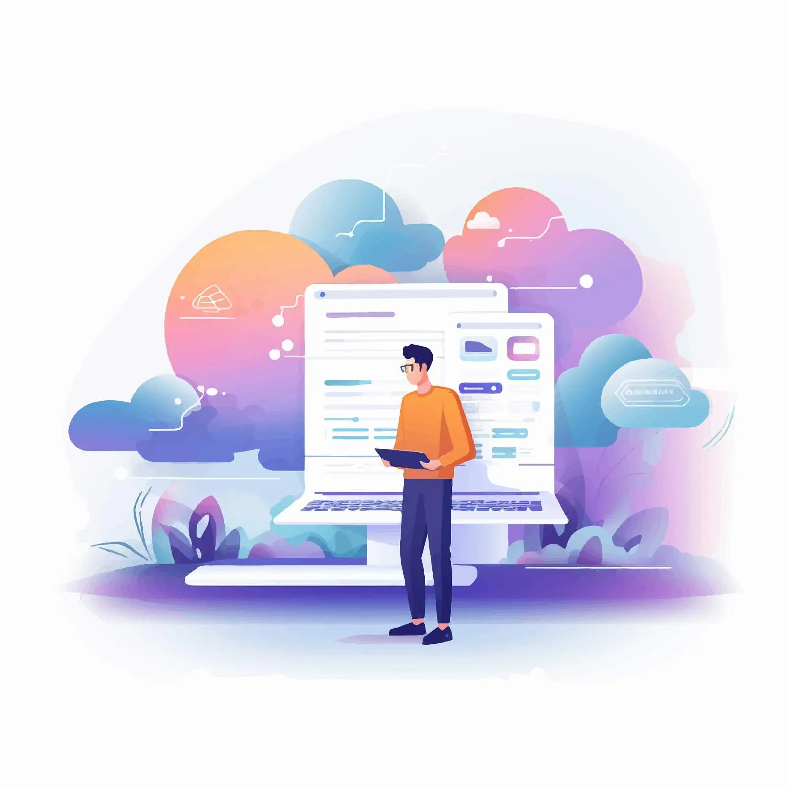 Cartoon Vector Illustration of Internet Page – free web development image from Dotvec