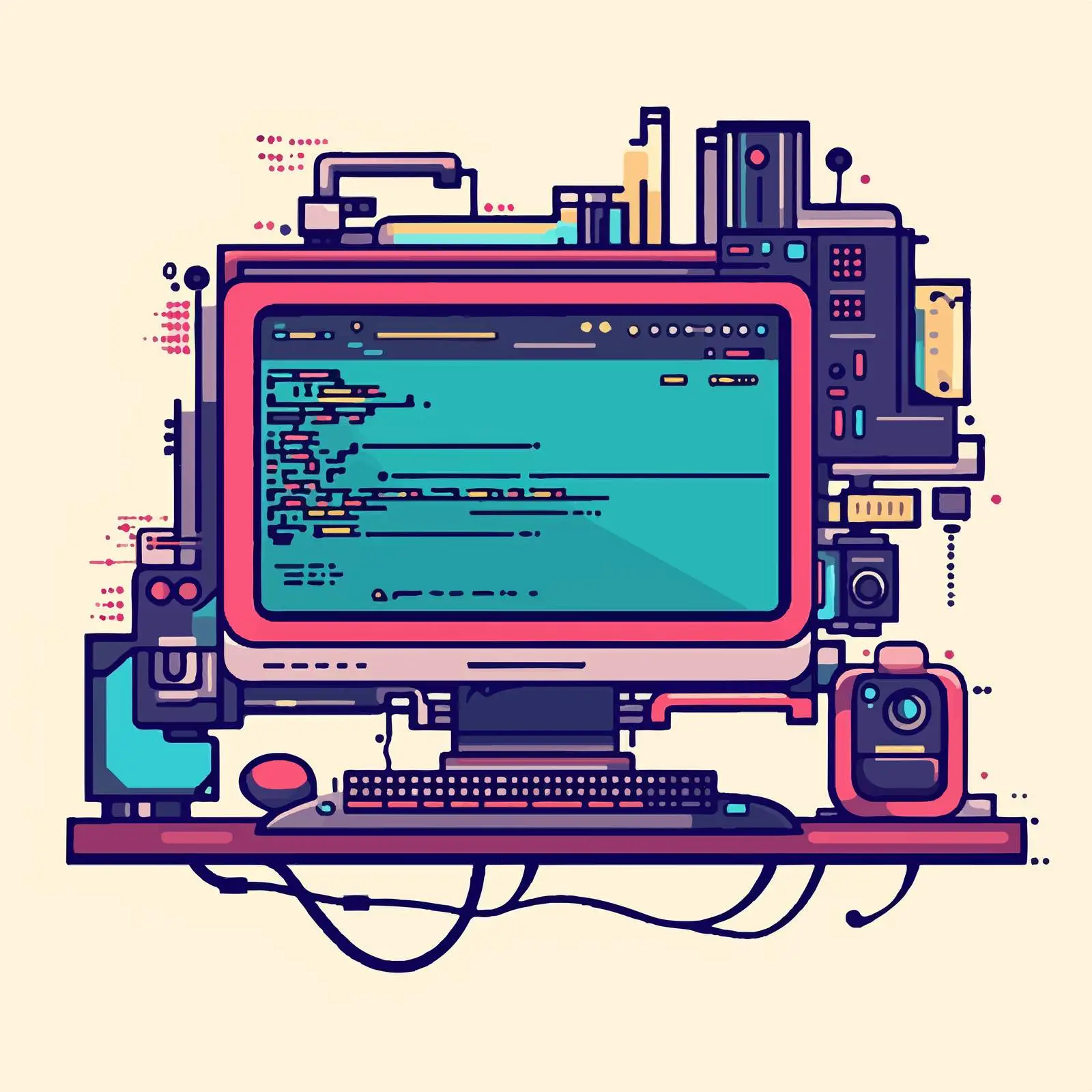 Flat Vector Illustration of Web Programming and Coding — free download from Dotvec