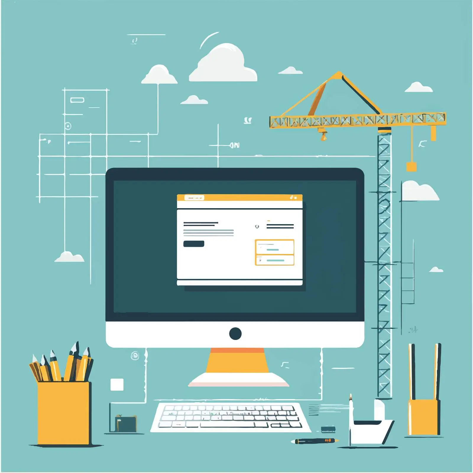 Website Under Construction with Desktop Computer Vector — free download from Dotvec