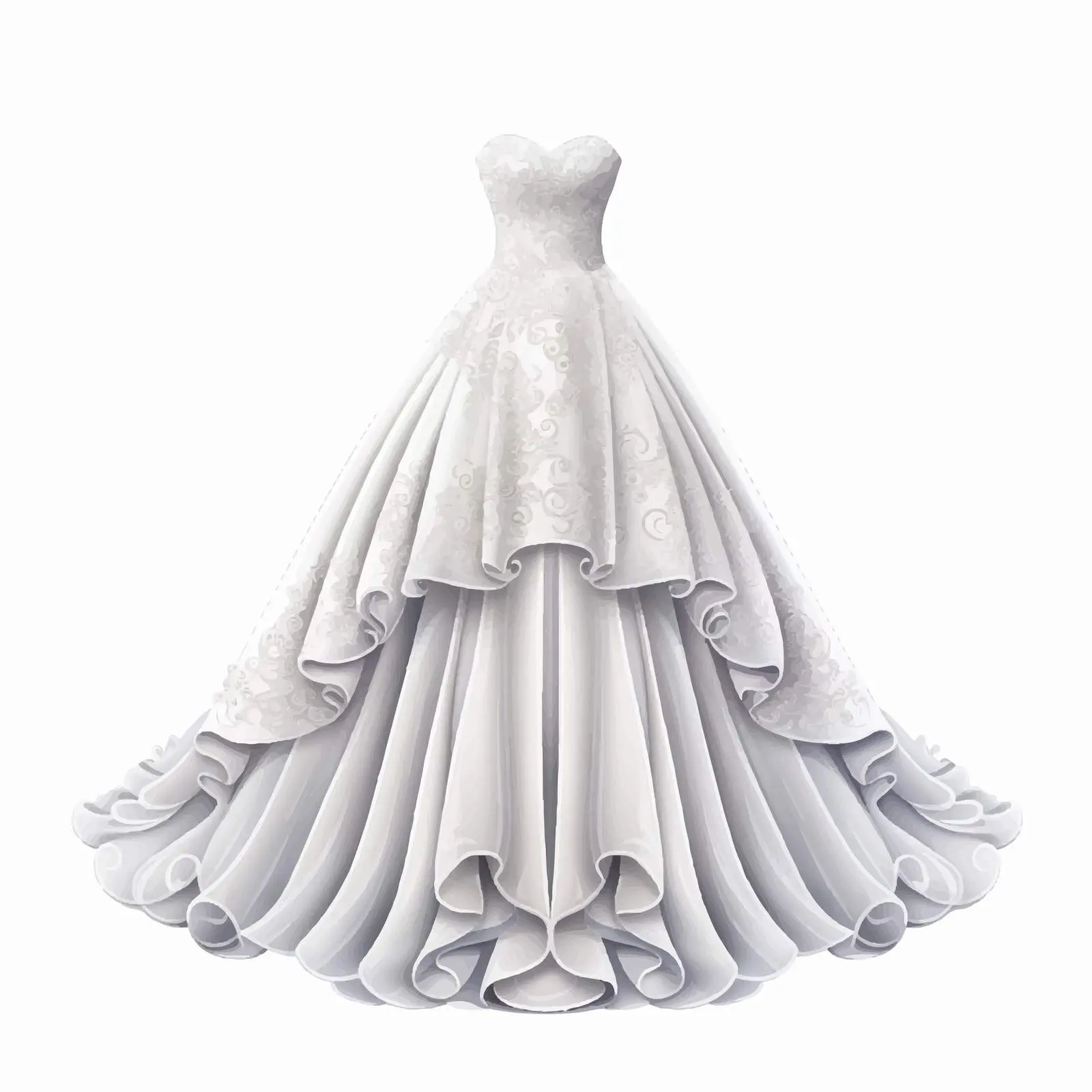 Elegant Wedding Gown Vector Illustration – free dress illustration image from Dotvec