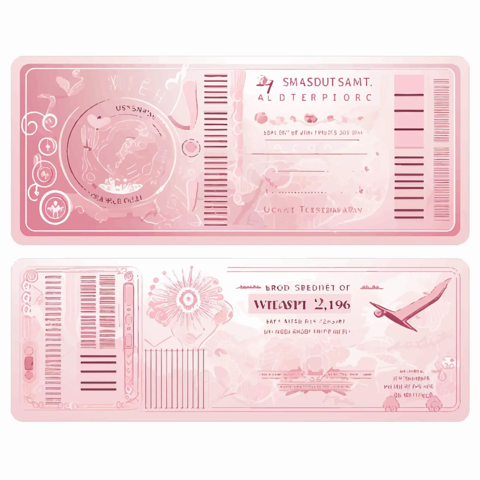 Pink Wedding Invitation Boarding Pass Set – free boarding image from Dotvec