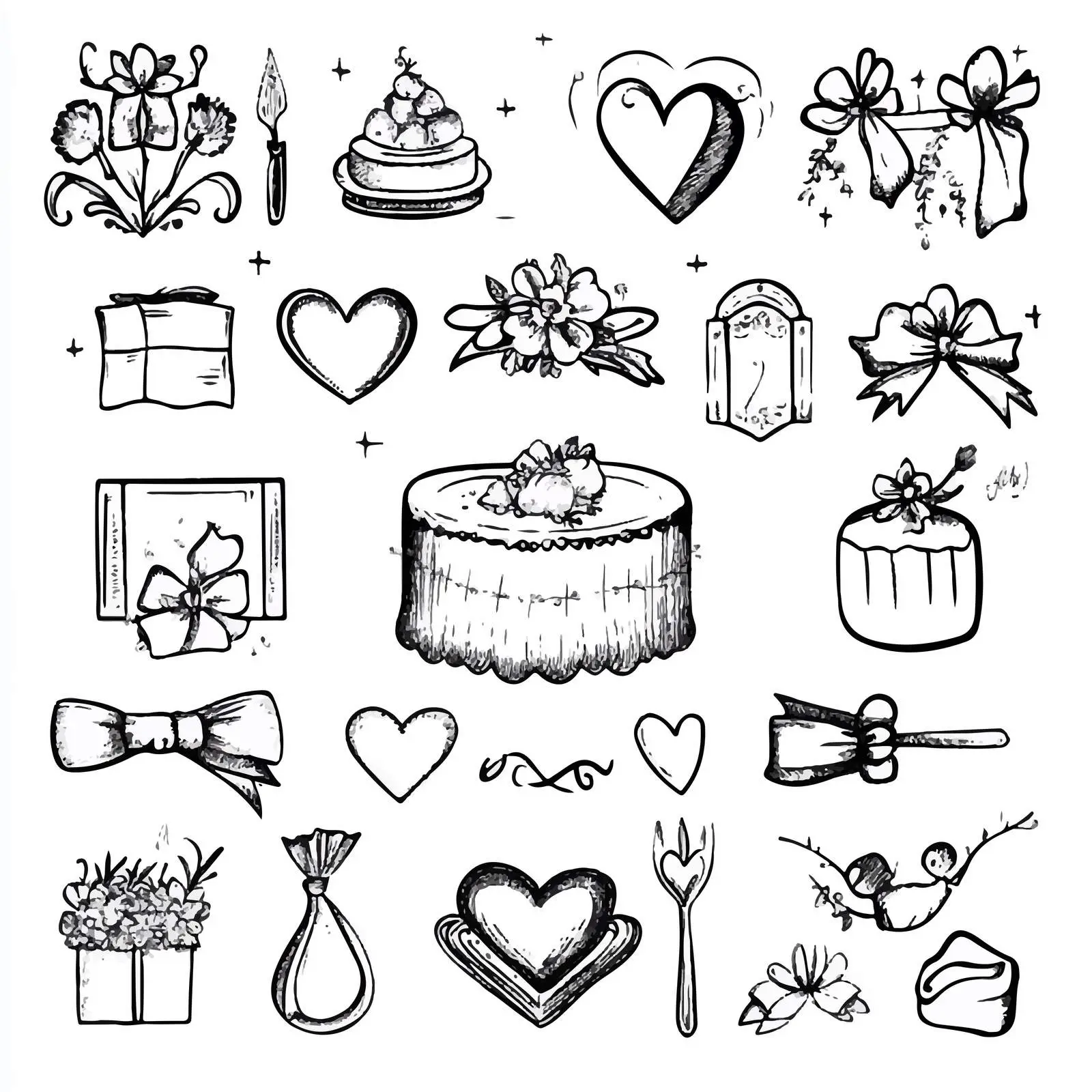 Cartoon Wedding Objects Icons Vector Set — free download from Dotvec