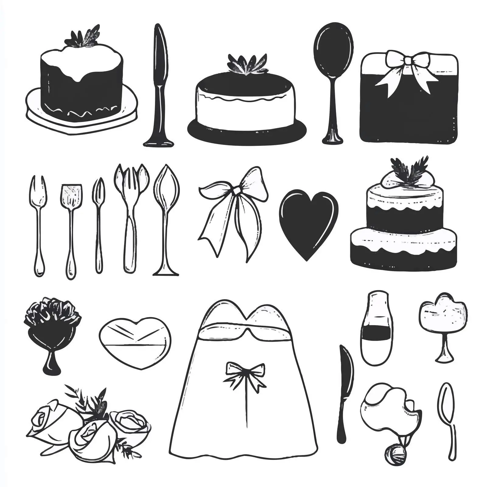 Cartoon Wedding Objects Icon Set Vector Illustration — free download from Dotvec