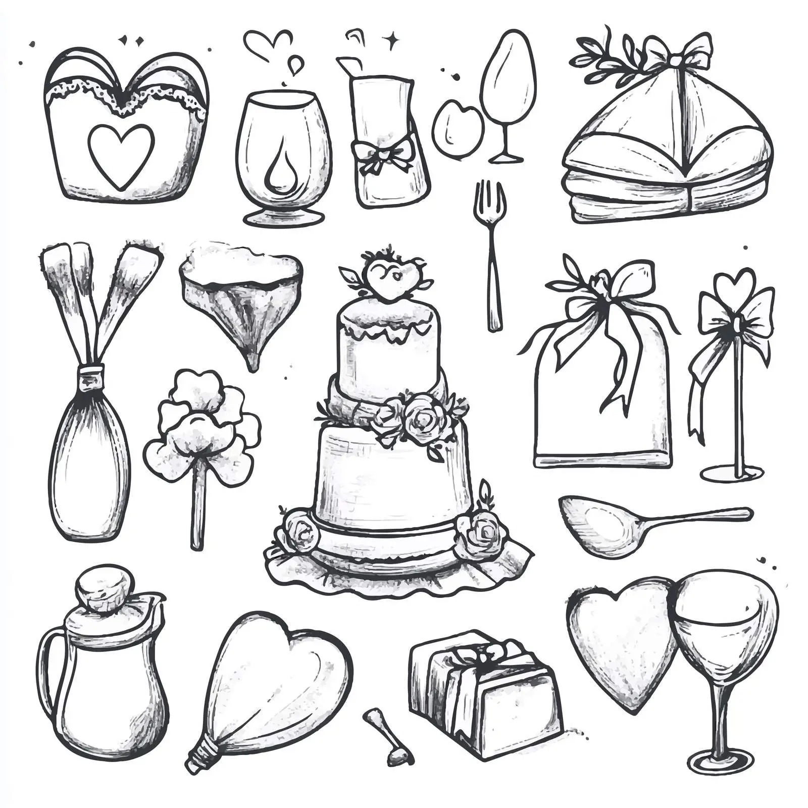 Cartoon Wedding Objects Icons Set Vector Illustration — free download from Dotvec