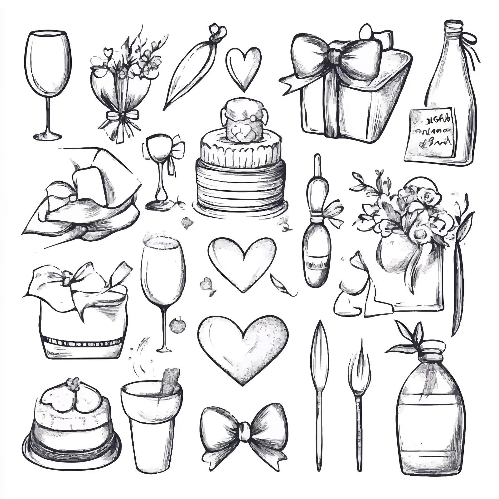 Cartoon Wedding Objects Icon Set Vector Illustration – free nuptial image from Dotvec