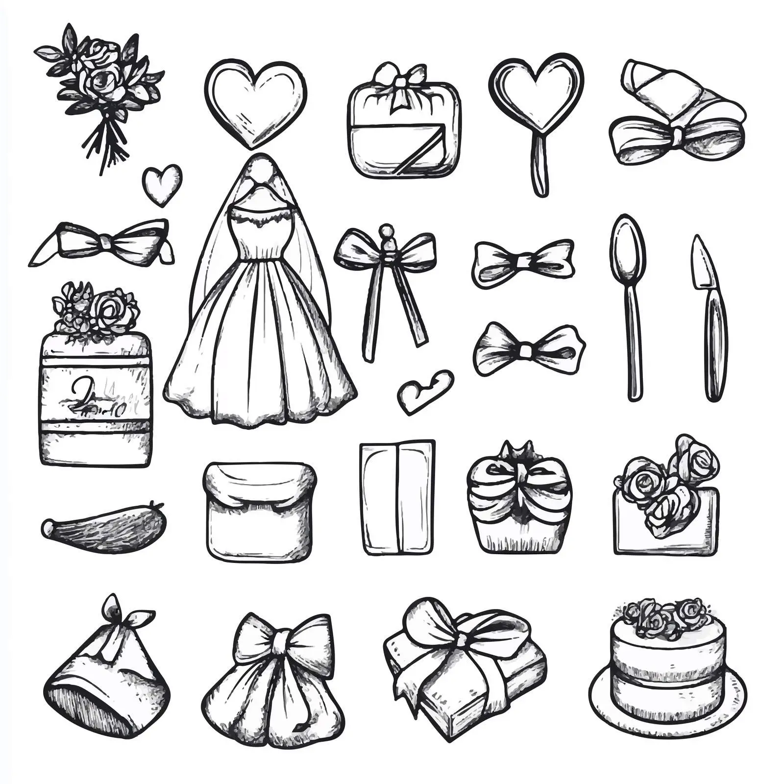 Cartoon Wedding Icons and Vectors Set — free download from Dotvec