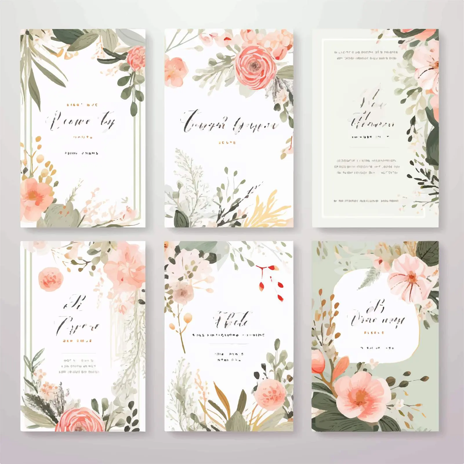 Floral Wedding Party Invitation Card Templates Set – free save the date image from Dotvec