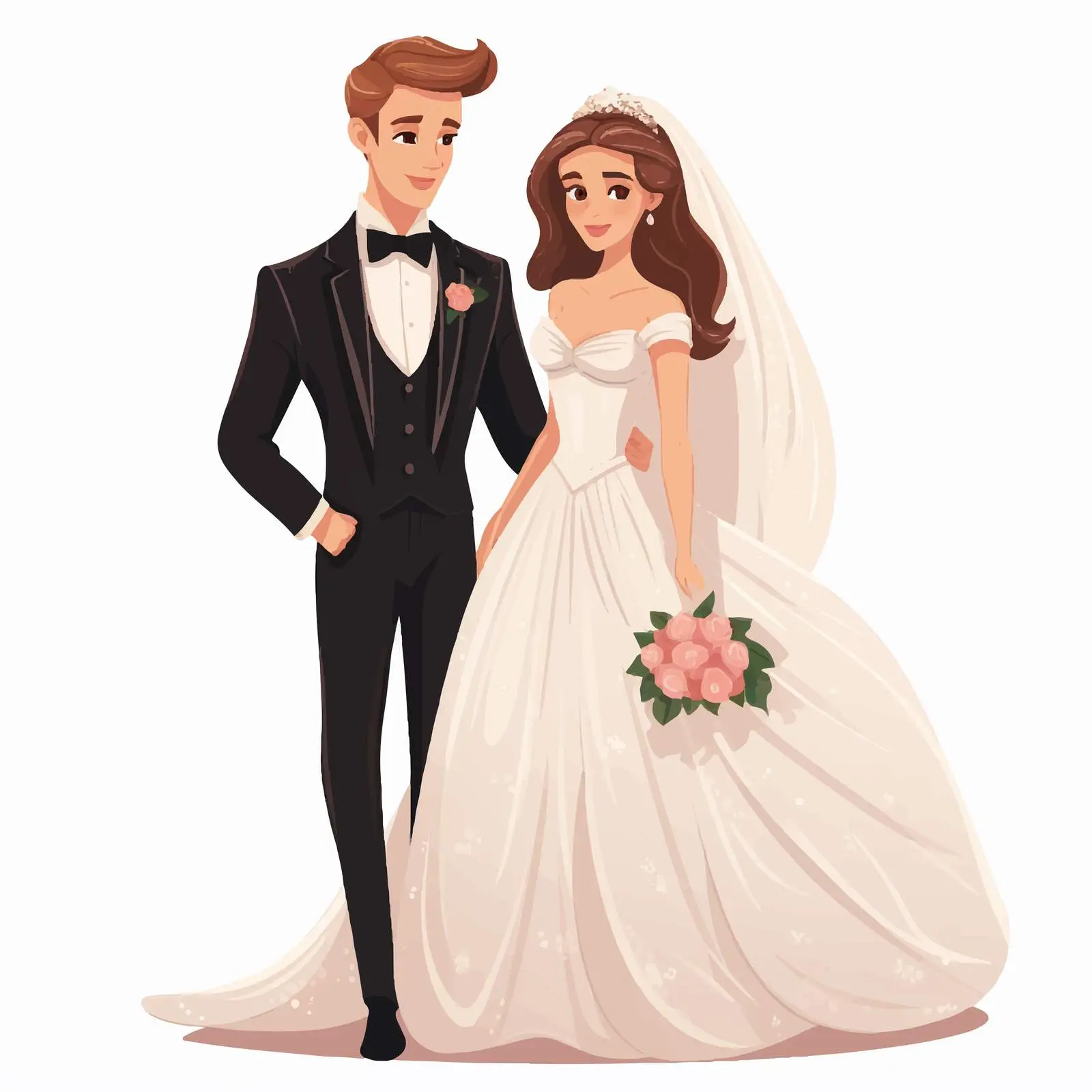 Joyful Wedding Portrait of Young Bride and Groom — free download from Dotvec