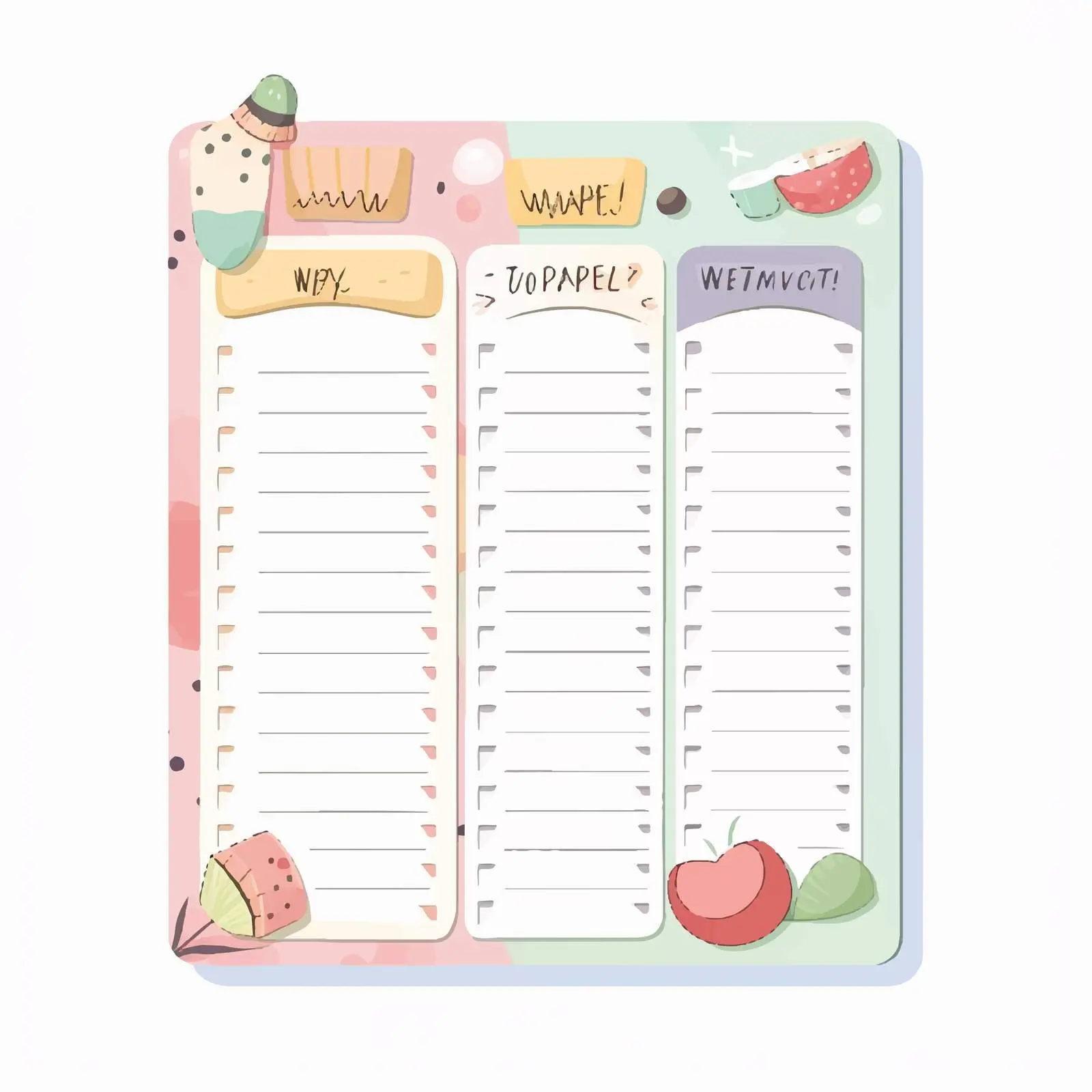 Cartoon Weekly Schedule Planner Template Vector — free download from Dotvec