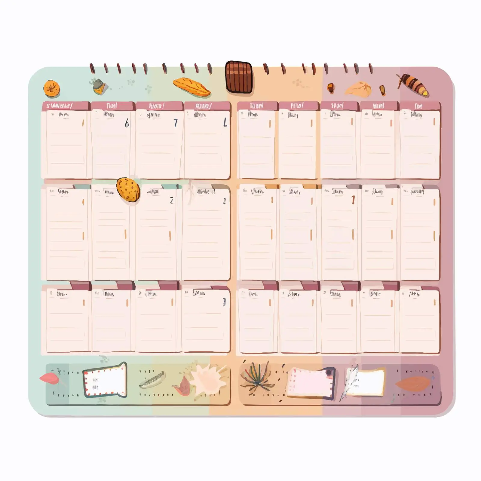 Universal Classic Weekly Empty Schedule Planner Template – free planner illustration image from Dotvec