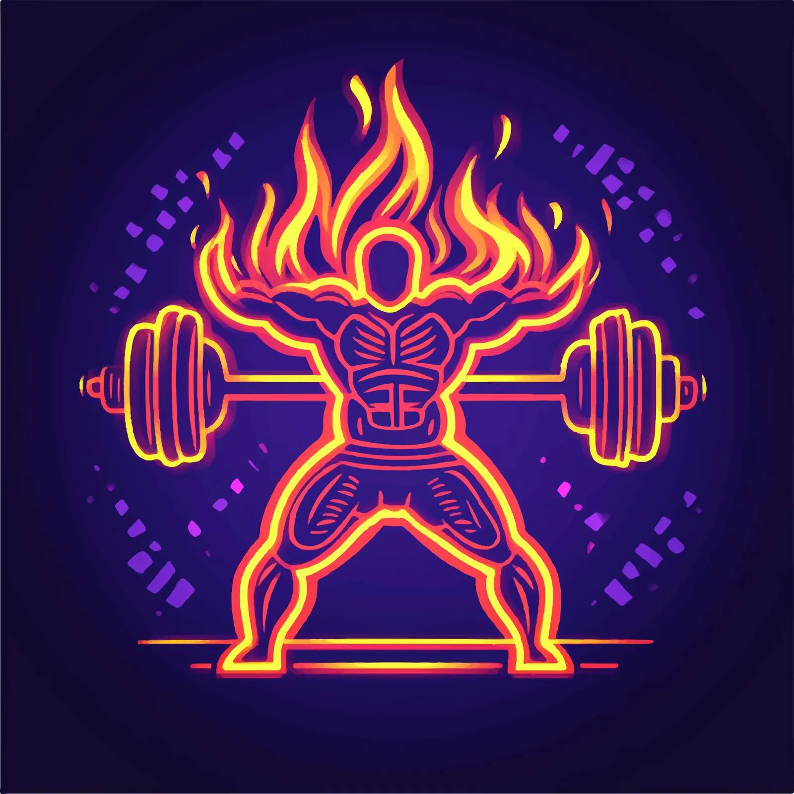 Neon Style Weight Lifting Vector Illustration — free download from Dotvec
