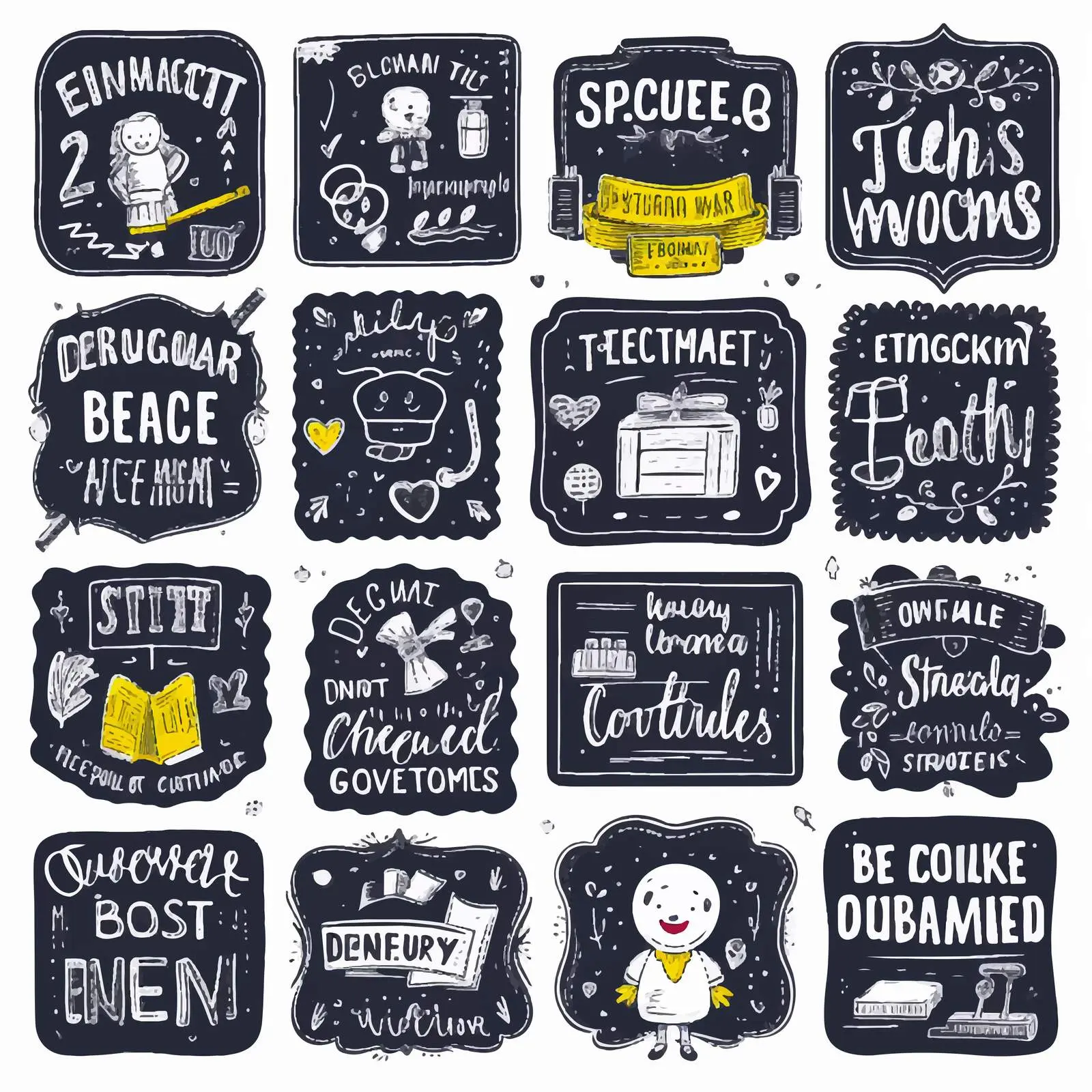 Welcome Back to School Chalk Doodle Cards — free download from Dotvec
