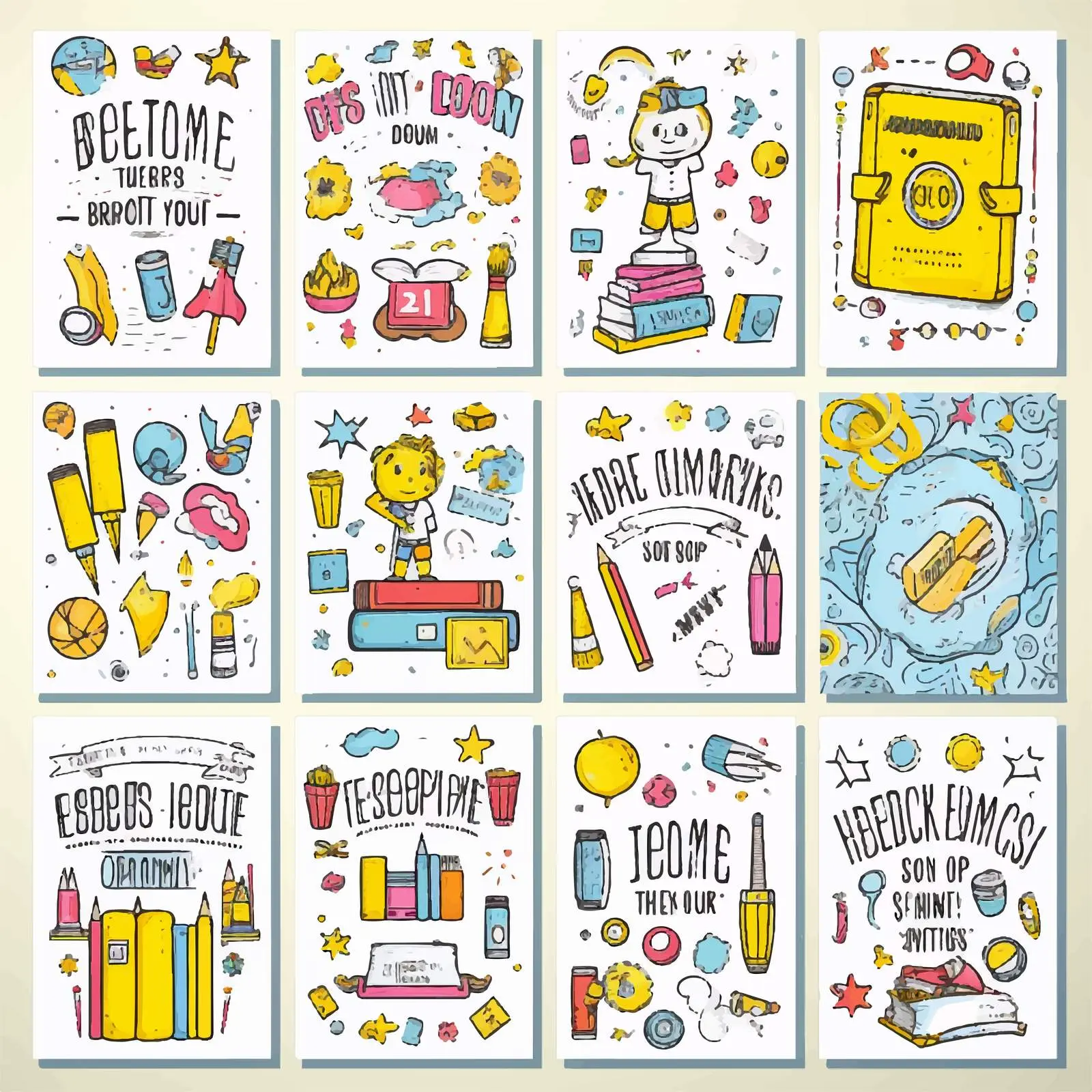 Back to School Doodle Cards and Flyers – free student engagement image from Dotvec