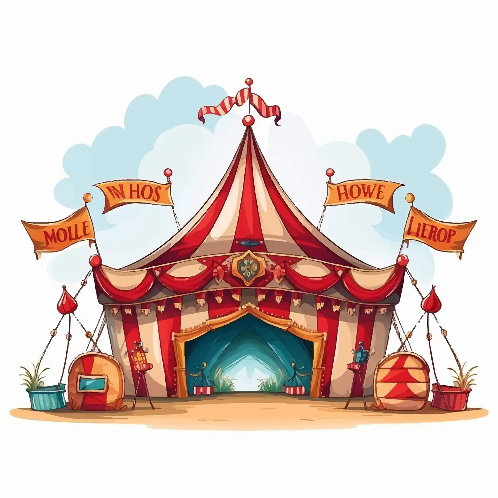 Welcome Tent Circus Cartoon Vector Design – free parade image from Dotvec
